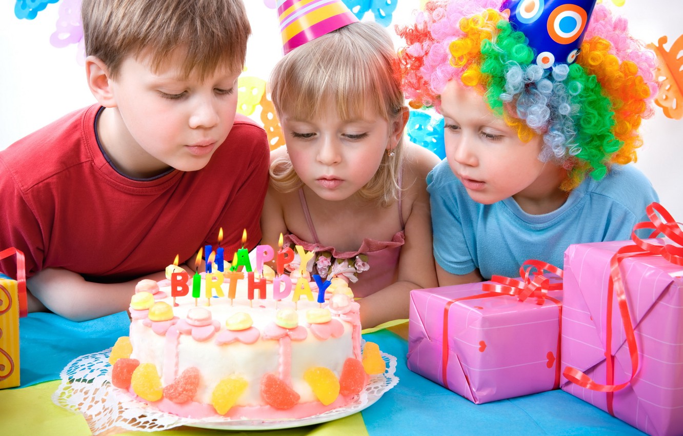 Wallpaper children, pink, birthday, gift, child, boy, girl, tape, cake, ribbon, holidays image for desktop, section праздники