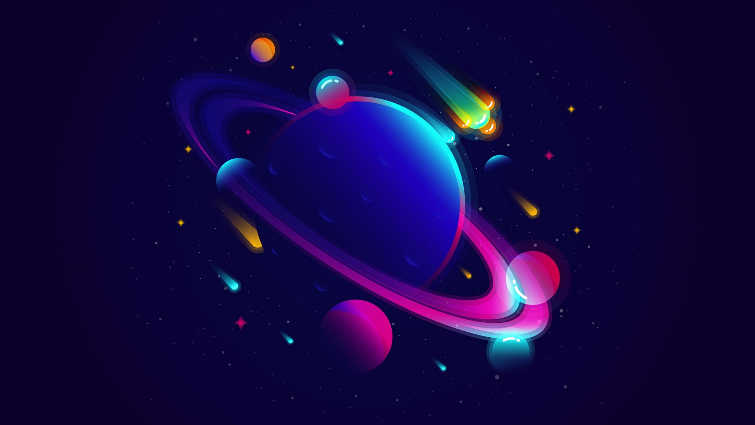 Wallpaper Neon, Vibrant, Solar System, Minimal, Planets • Wallpaper For You