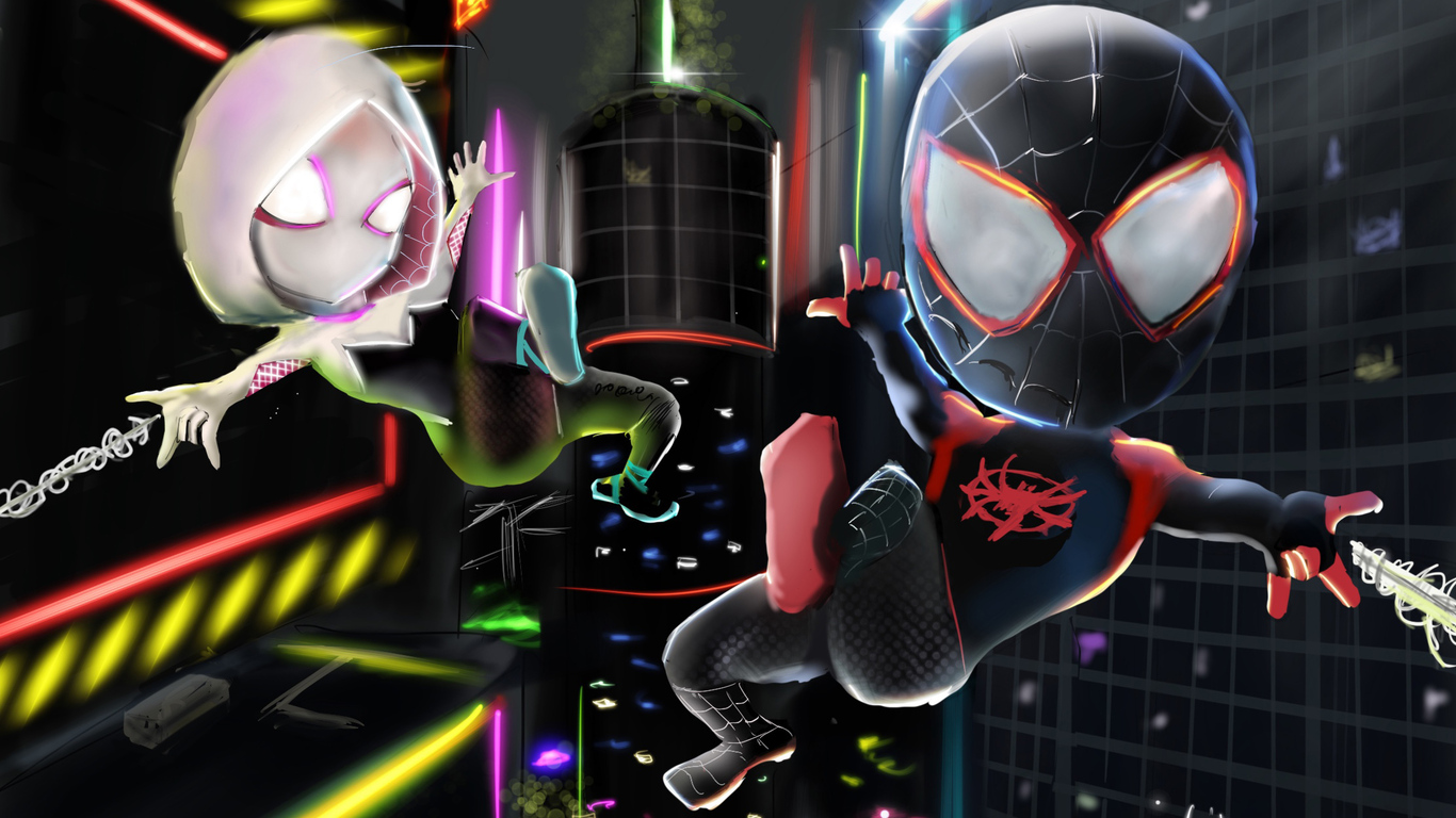Little Spiderman And Gwen Stacy 1366x768 Resolution HD 4k Wallpaper, Image, Background, Photo and Picture