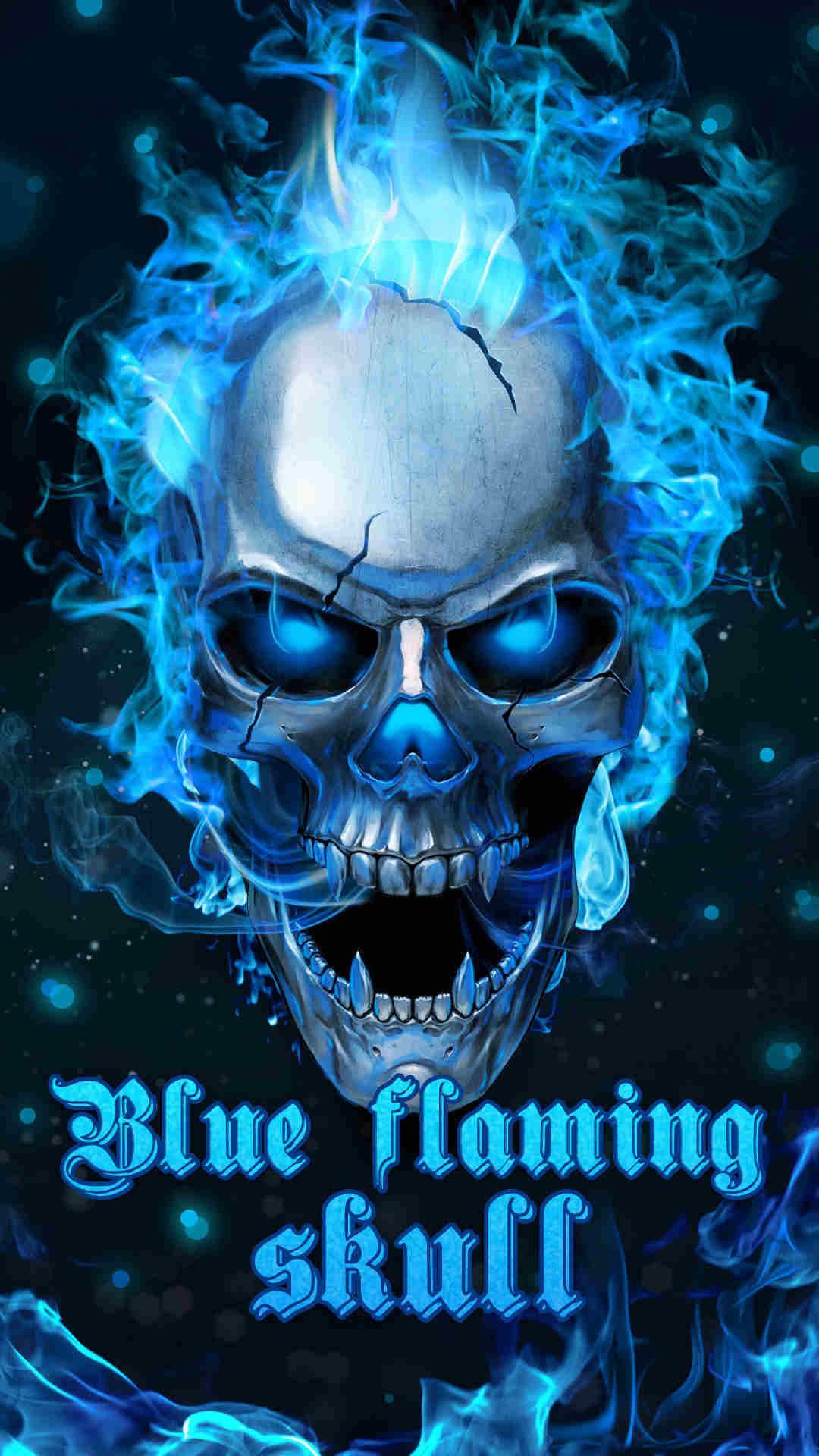 Blue Flaming Skull Live Wallpaper 2019 for Android