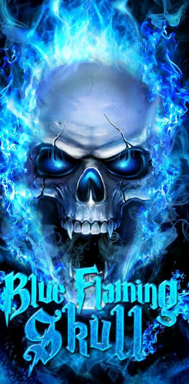 Blue flaming skull wallpaper