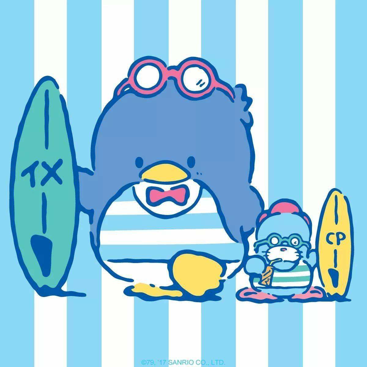 Tuxedosam always looks spiffy, even in his shades and surf attire! National Sunglasses Day!. Hello kitty art, Sanrio wallpaper, Sanrio characters