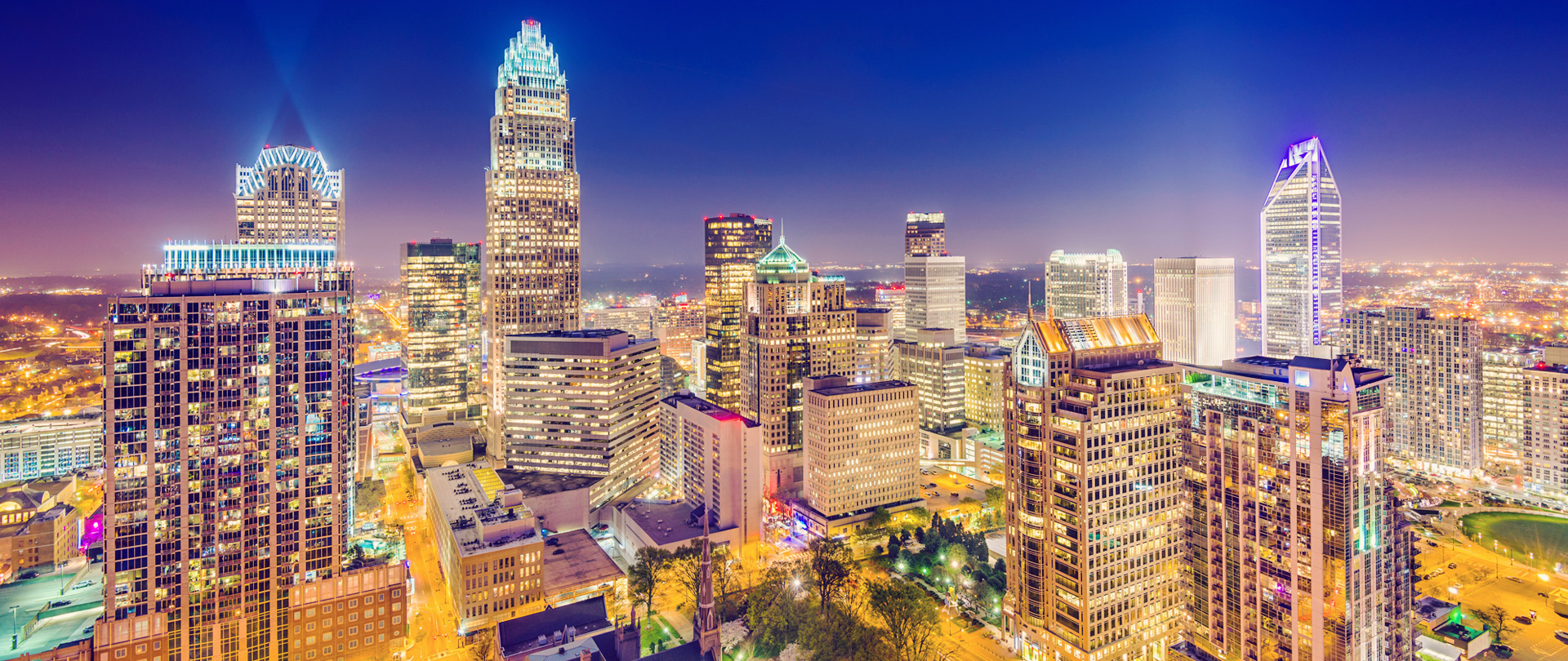 Charlotte nightscapes North Carolina USA american cities America  Charlotte at evening HD wallpaper  Peakpx