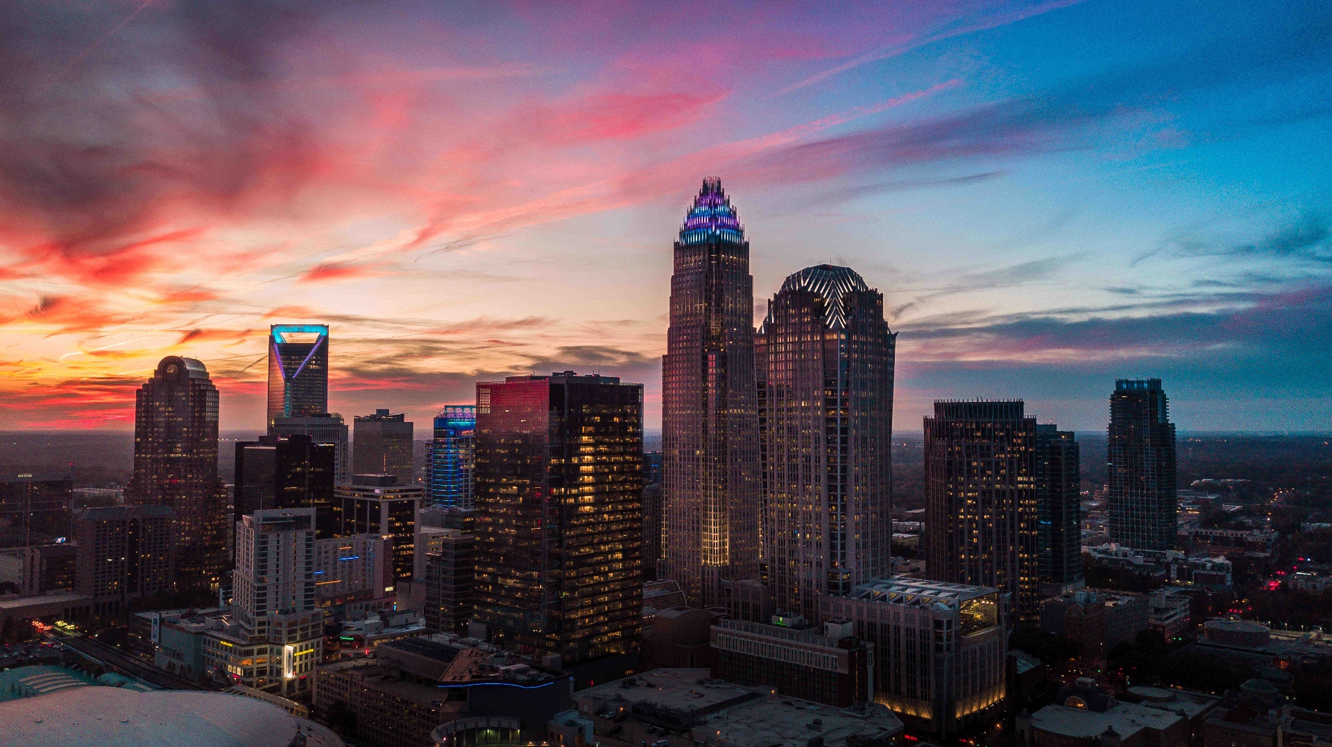 Charlotte evening sunset skyscrapers business centers Charlotte  cityscape HD wallpaper  Peakpx