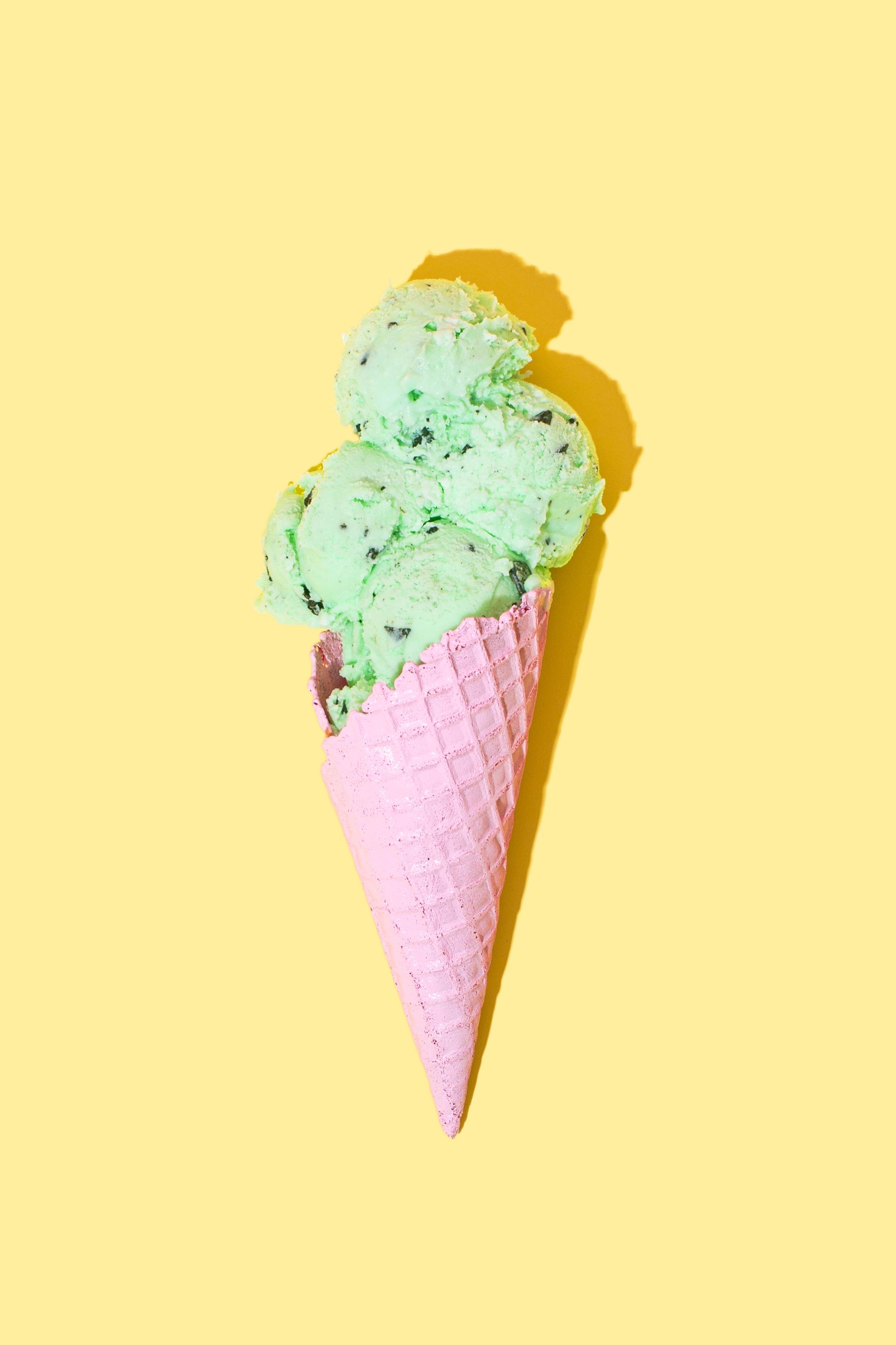 Mint Chip Pink Cone / Violet Tinder Studios. Ice cream wallpaper, Pastel photography, Cute wallpaper
