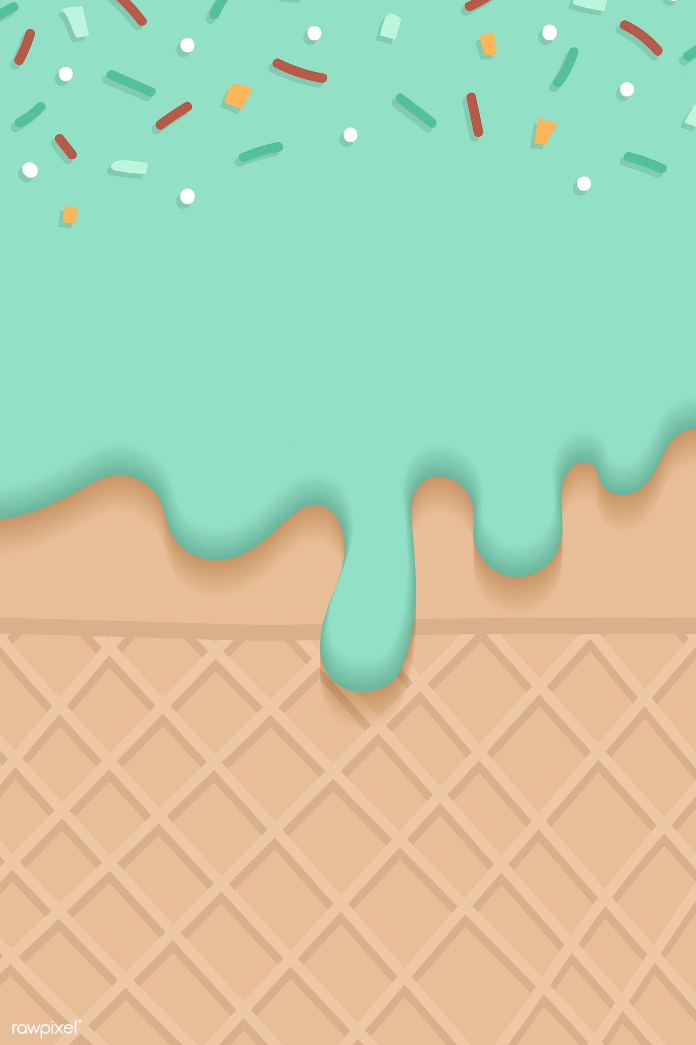 Waffles with green creamy ice cream vector. premium image / Toon. Ice cream wallpaper, Pastel iphone wallpaper, Mint wallpaper