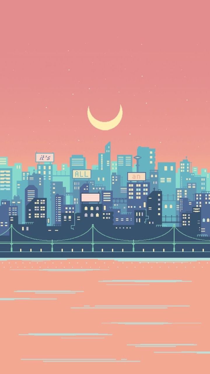 Pixel City 8bit aesthetic pastel HD phone wallpaper  Peakpx