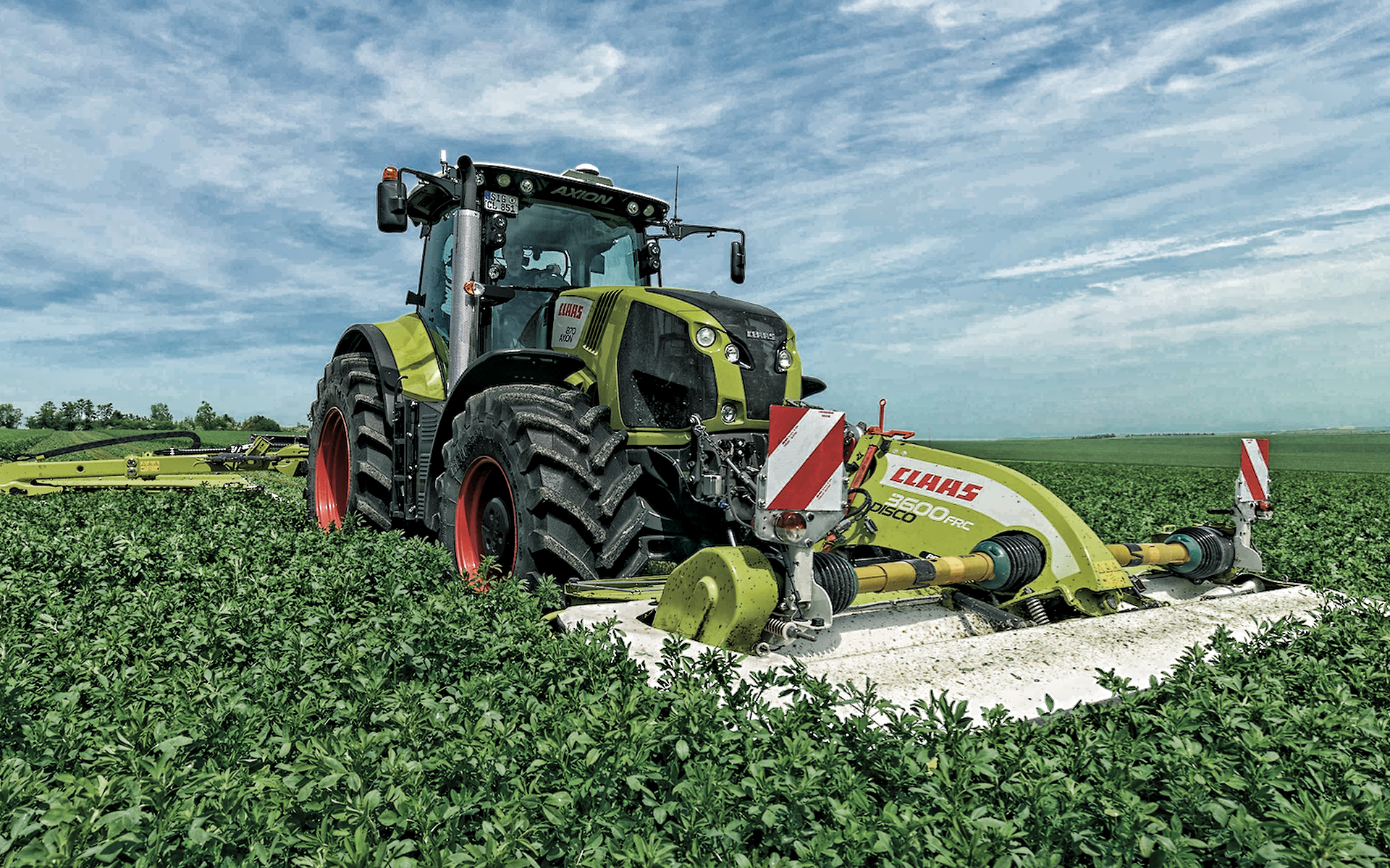 Download wallpaper CLAAS AXION new tractor, modern agricultural machinery, harvesting alfalfa, CLAAS, alfalfa field for desktop with resolution 1920x1200. High Quality HD picture wallpaper