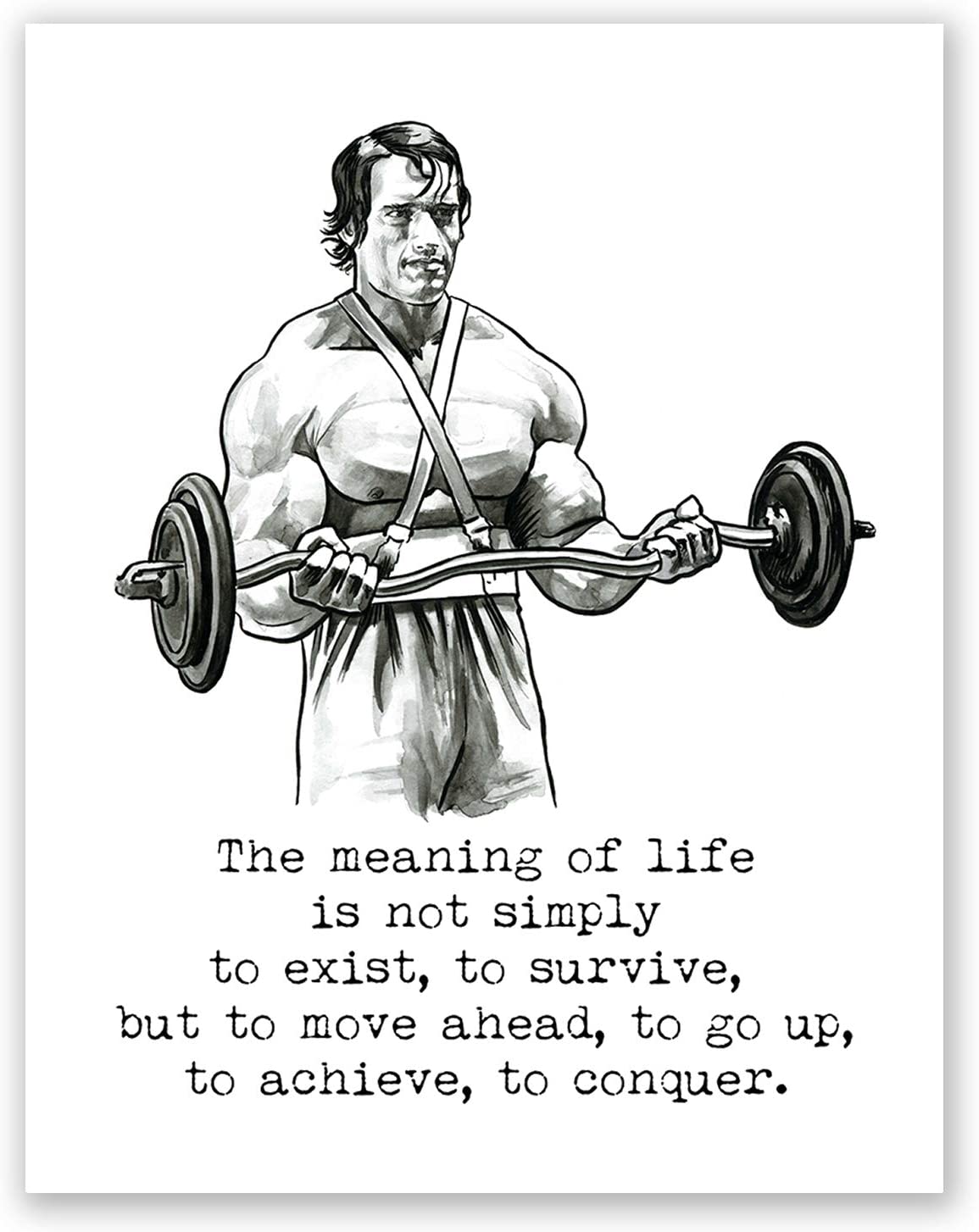 AtoZStudio A61 Arnold Schwarzenegger Poster // Quote // Home Gym Wall Art Decor // Motivational Print Conquer // Fitness Artwork // Bodybuilding Picture // Training // Mr Olympia (8x10): Posters & Prints