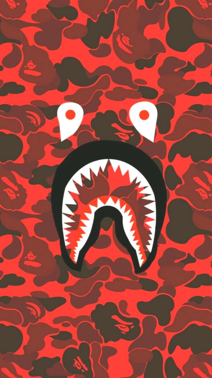 Bape Shark Wallpaper Red