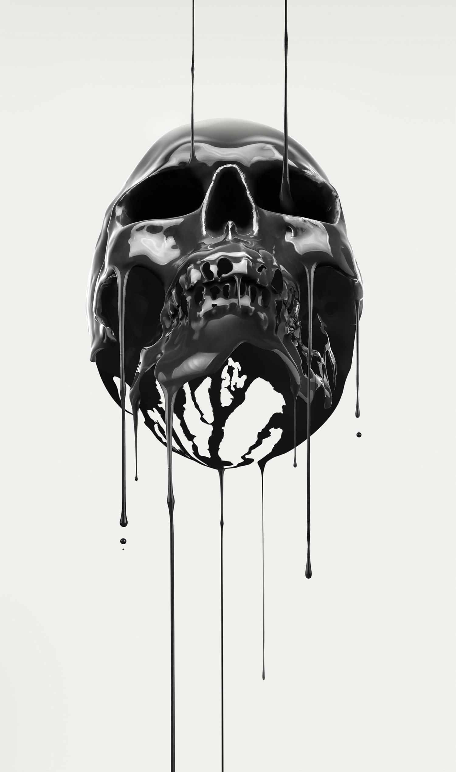 Digital Dripping Skulls By Paul Hollingworth. Skull Painting, Black Skulls Wallpaper, Skull