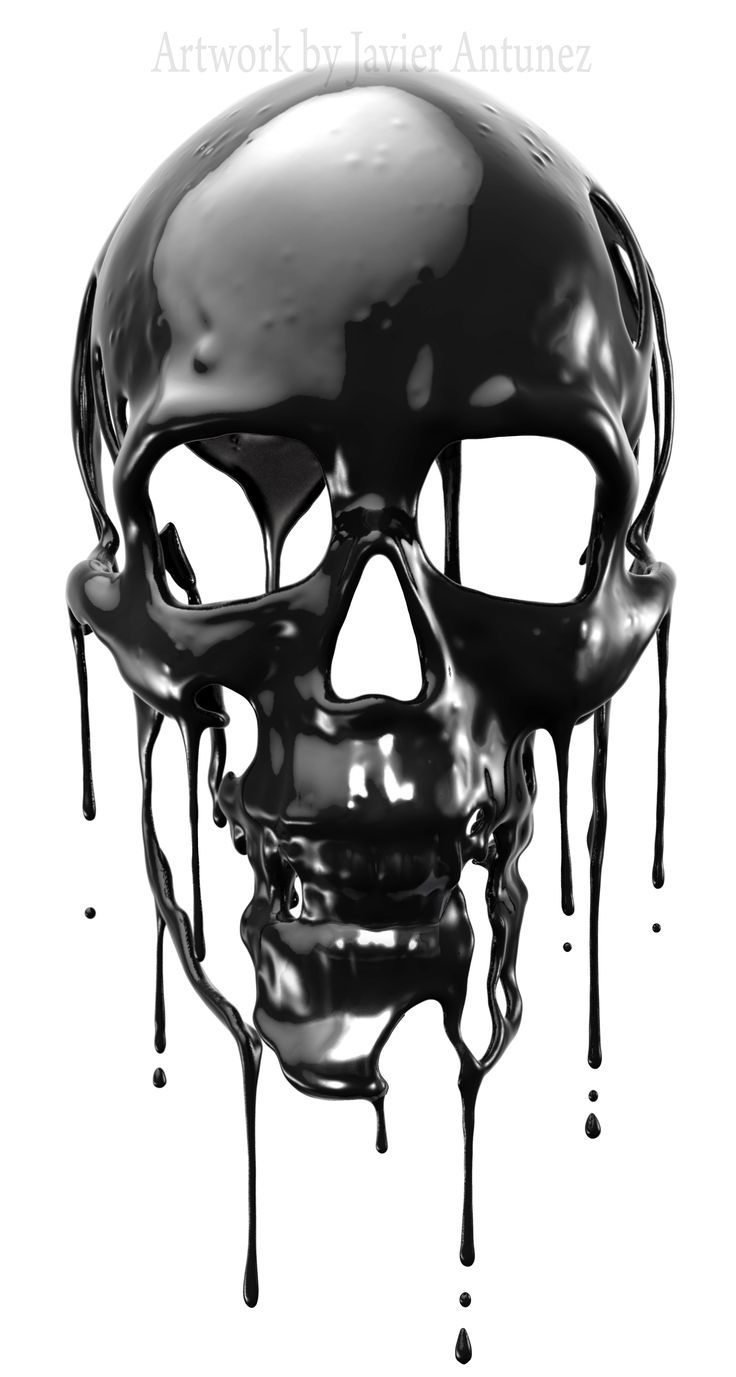 Dripping skull Rendered using Zbrush, then finalized in Photohop by Javier Antu., #Antu #. Skull wallpaper, Skull painting, Skull