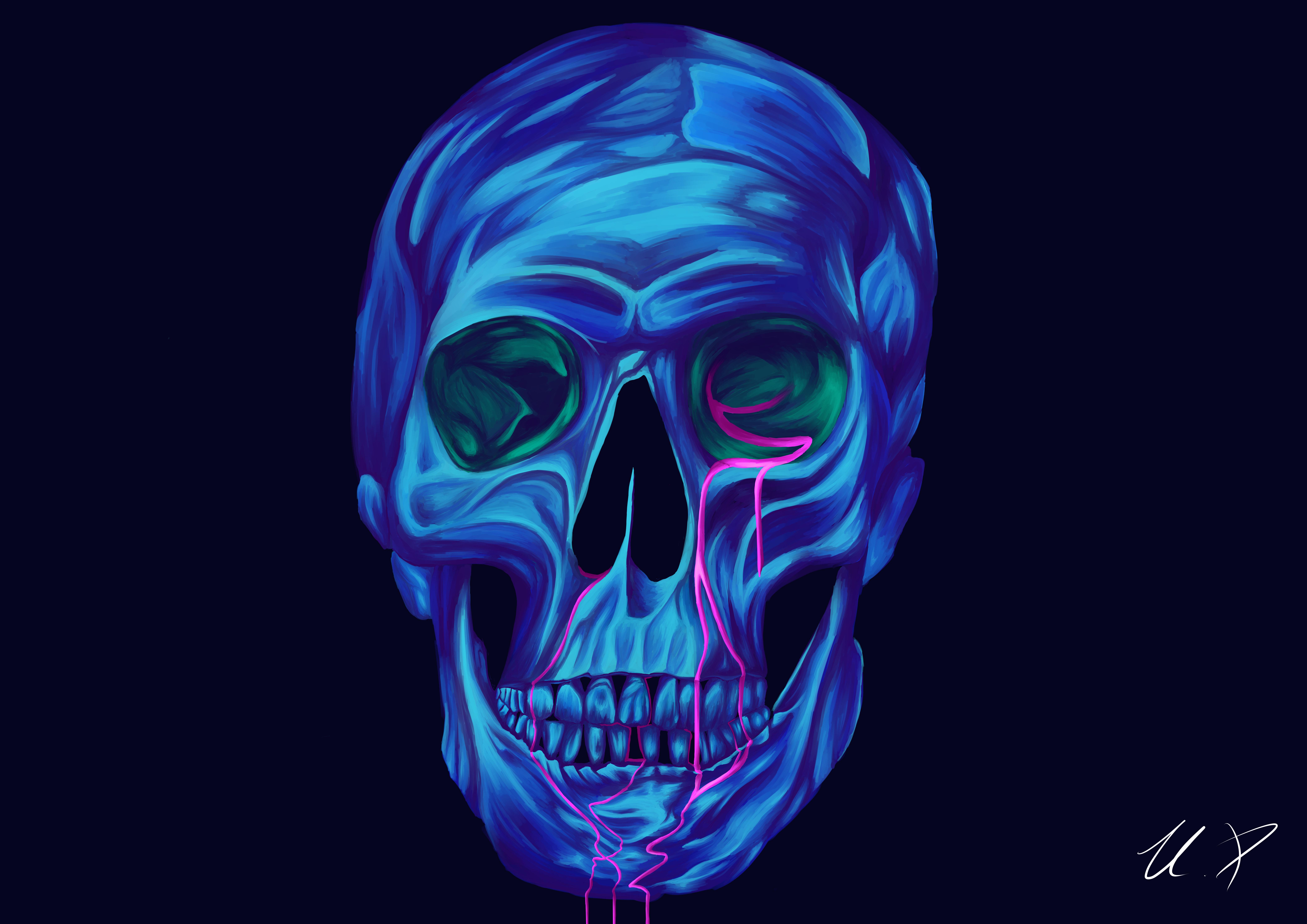 Dripping skull, Me, Digital, 2022