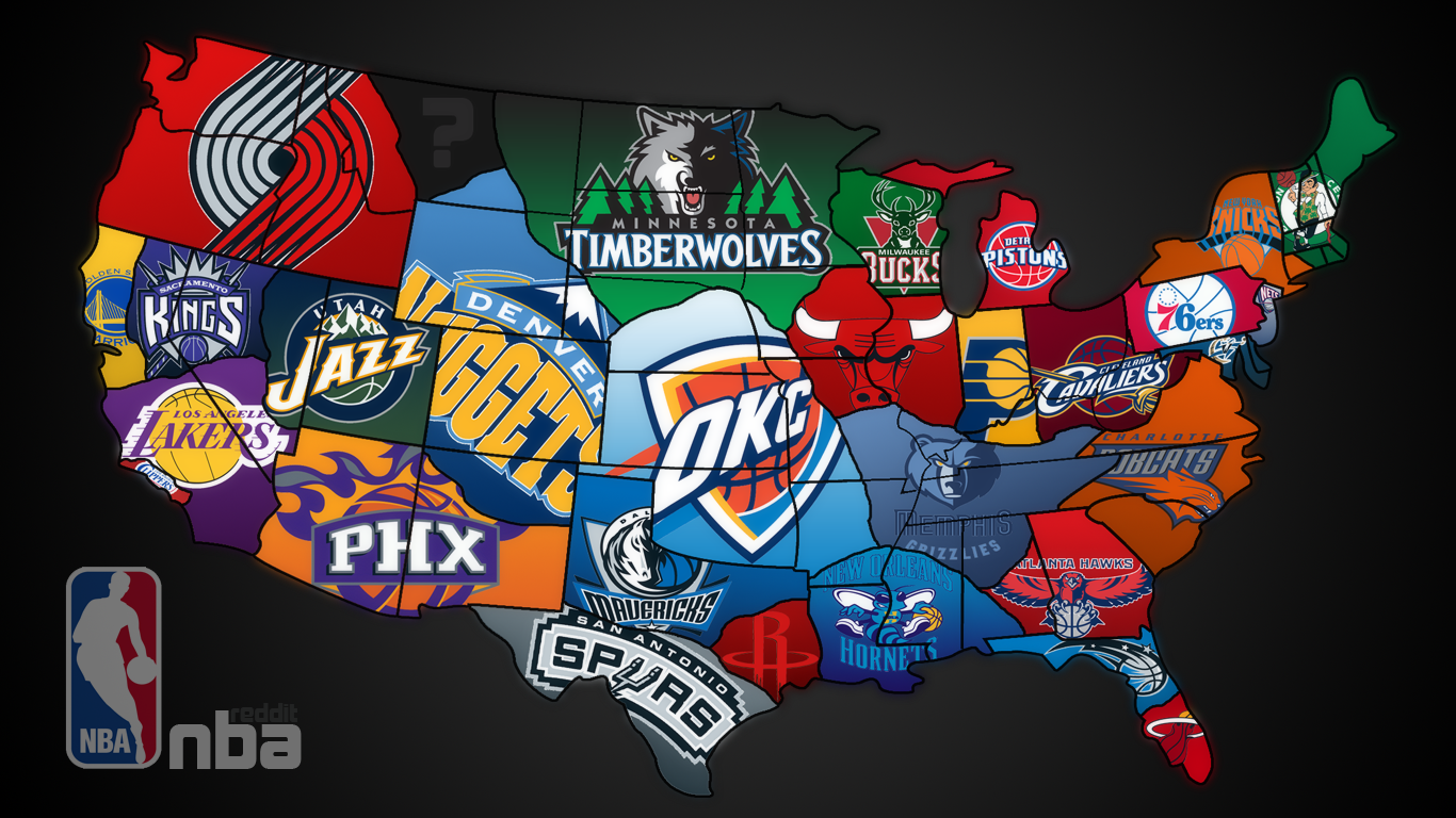 MAP of the NBA & MAP of the LA ZOO. Fantasy basketball, Nba wallpaper, Nba teams