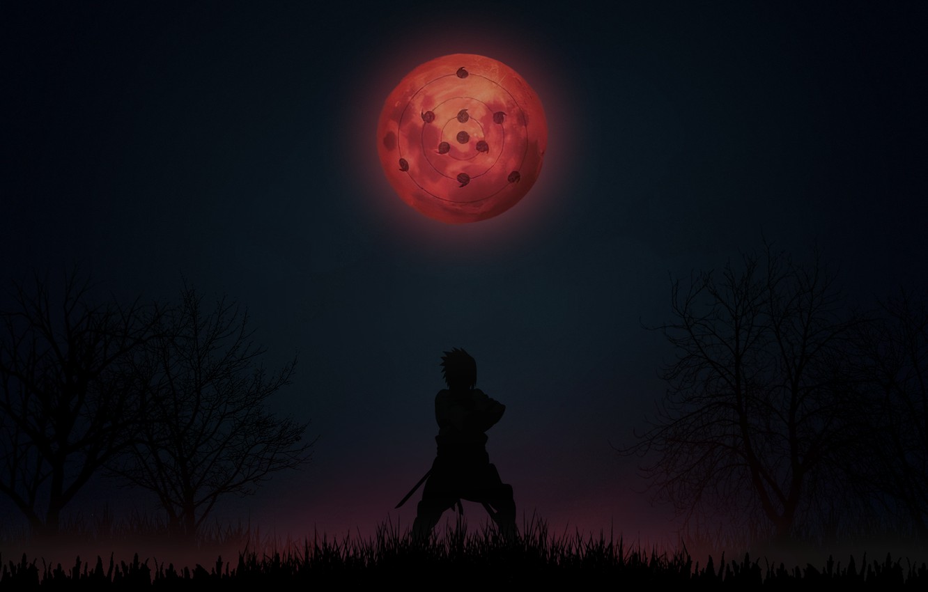 Wallpaper dark, moon, naruto, sasuke image for desktop, section сёнэн