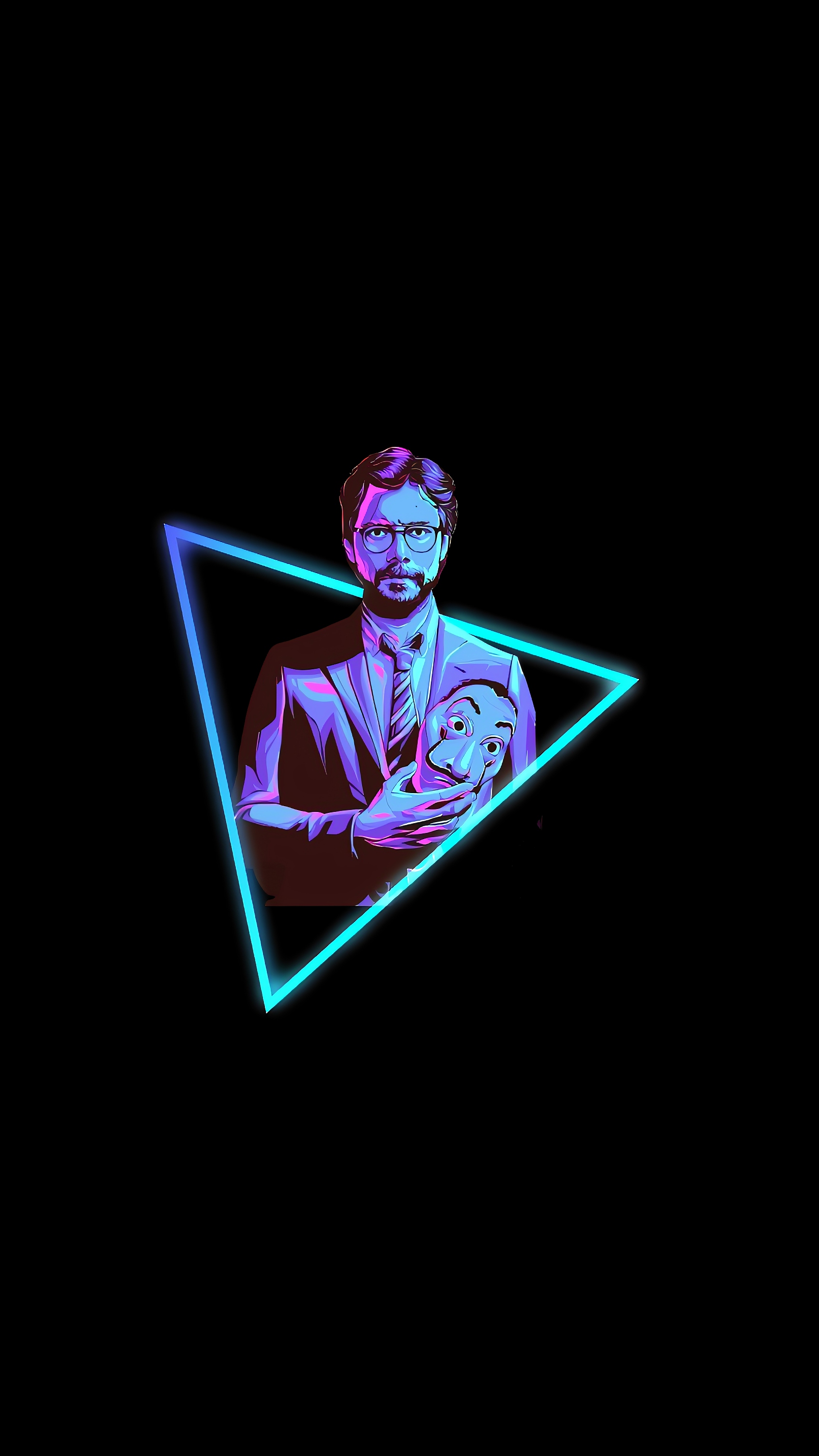 Professor, Money Hiest, La Casa De Papel, Neon, Amoled, Wallpaper