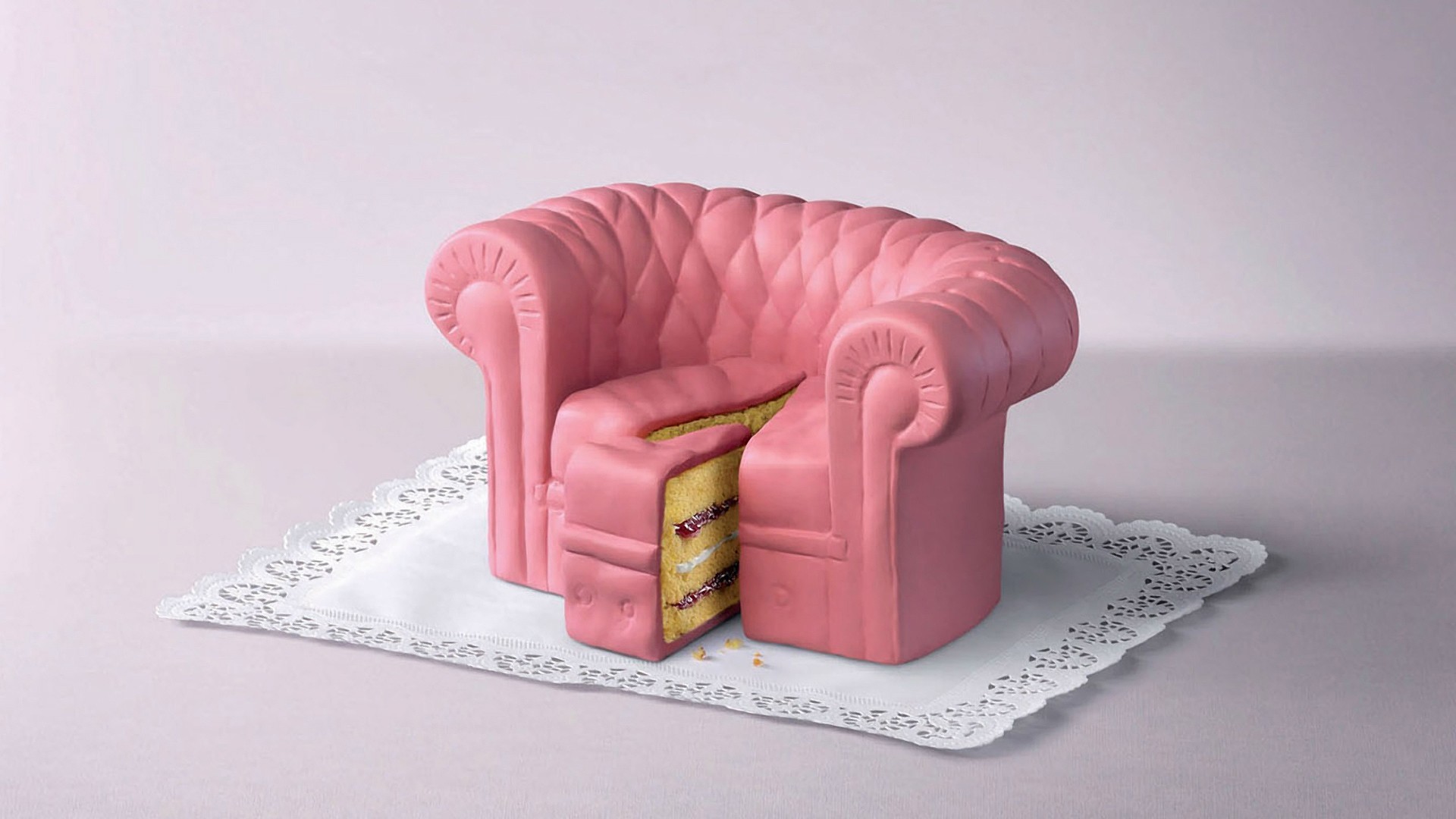 Pink Cake Couch desktop PC and Mac wallpaper