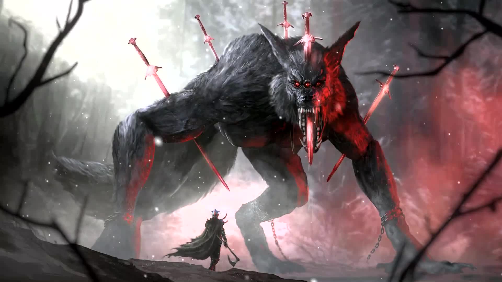 Fenrir Huge Wolf Demon Monster Desktop Wallpaper