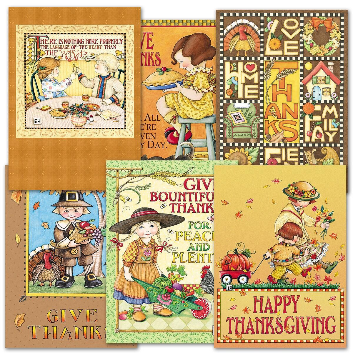 Mary Engelbreit¬Æ Thanksgiving Greeting Cards of 12 (6 designs), 5 x 7 cards, and come with white envelopes
