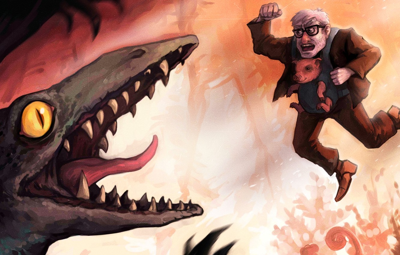 Wallpaper Dinosaur, Art, Pig, Gravity Falls, O Zimina, Gruncle Stan, Stanford Pines, Waddles Image For Desktop, Section фильмы