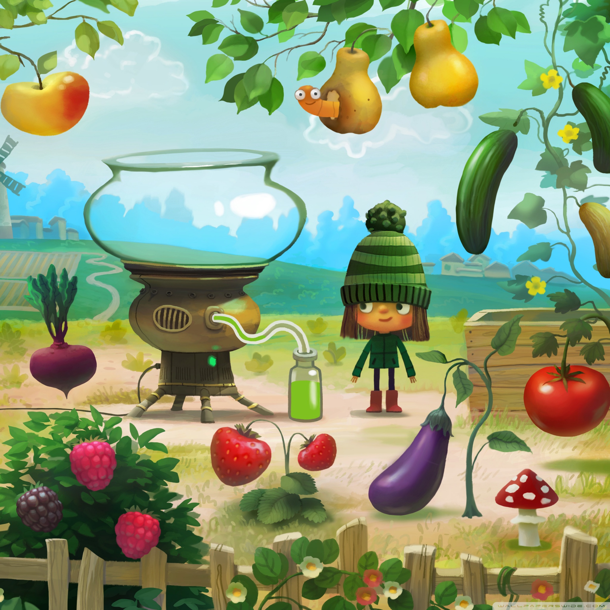 Organic Farming Illustration Ultra HD Desktop Background Wallpaper for 4K UHD TV, Widescreen & UltraWide Desktop & Laptop, Tablet