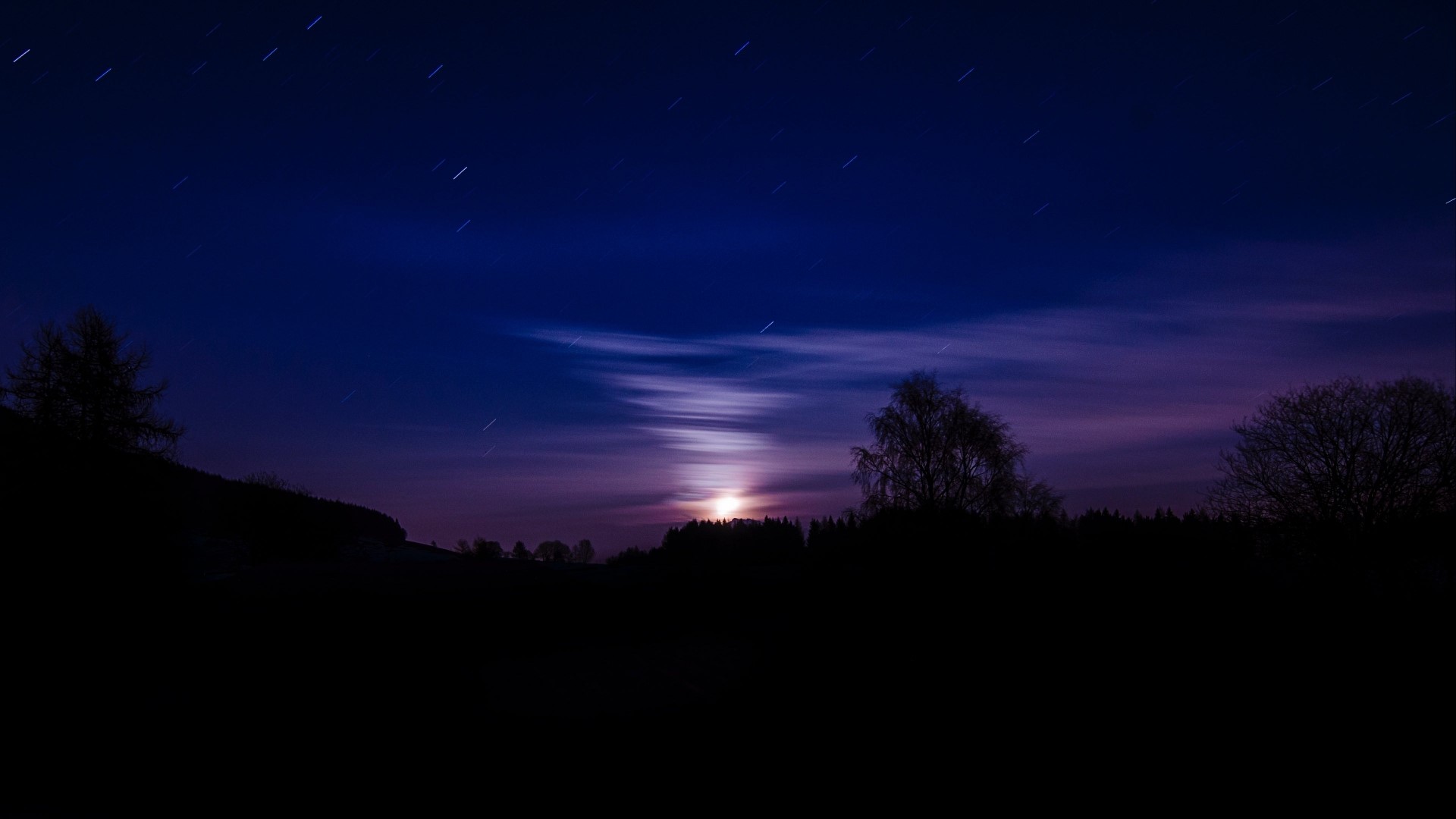 Moonset HD wallpaper, Background