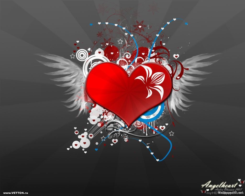Love Cute Heart With Wings Wallpaper For Desktop HD Wallpaper
