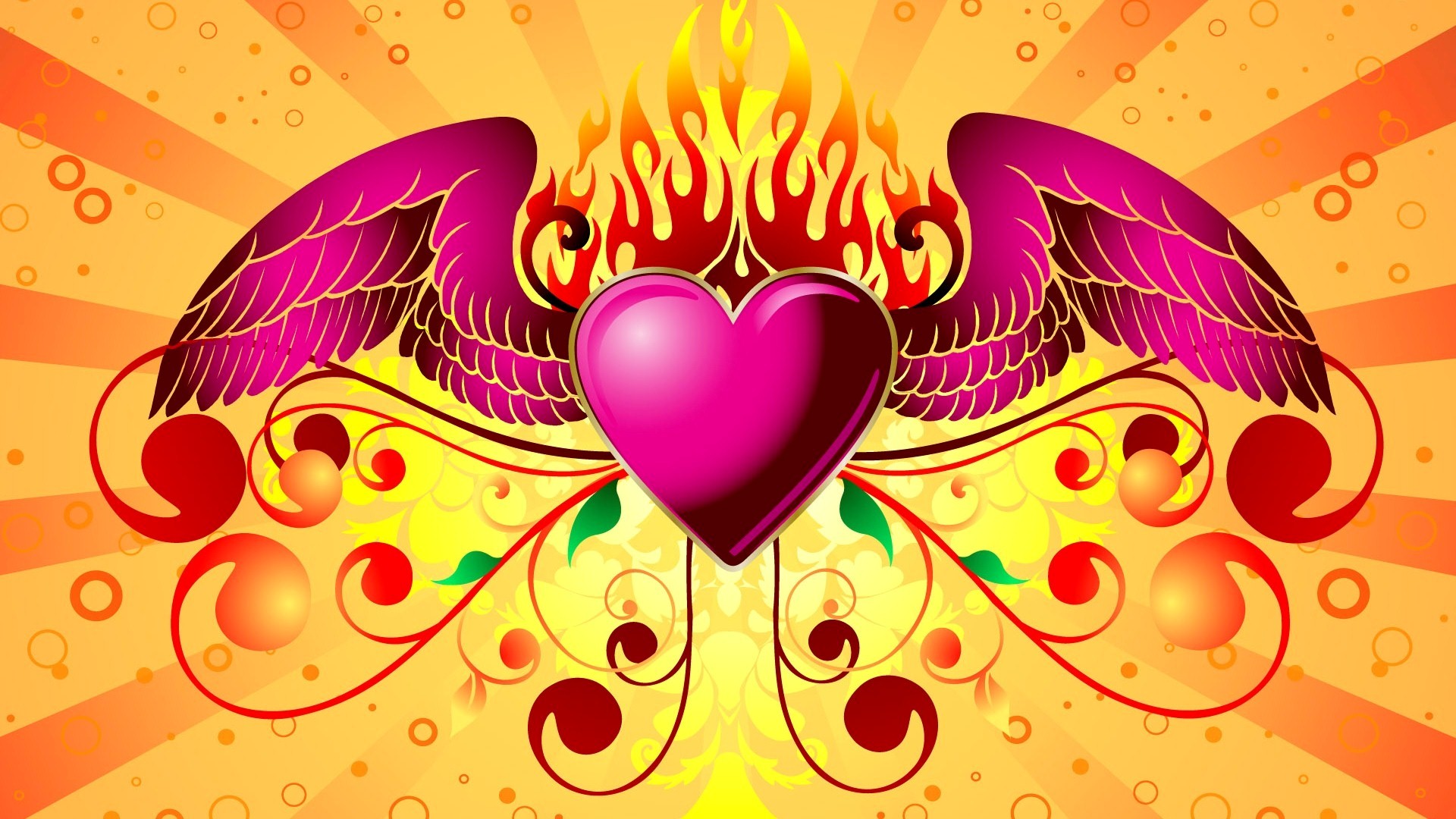 Pink Heart with Wings Wallpaper