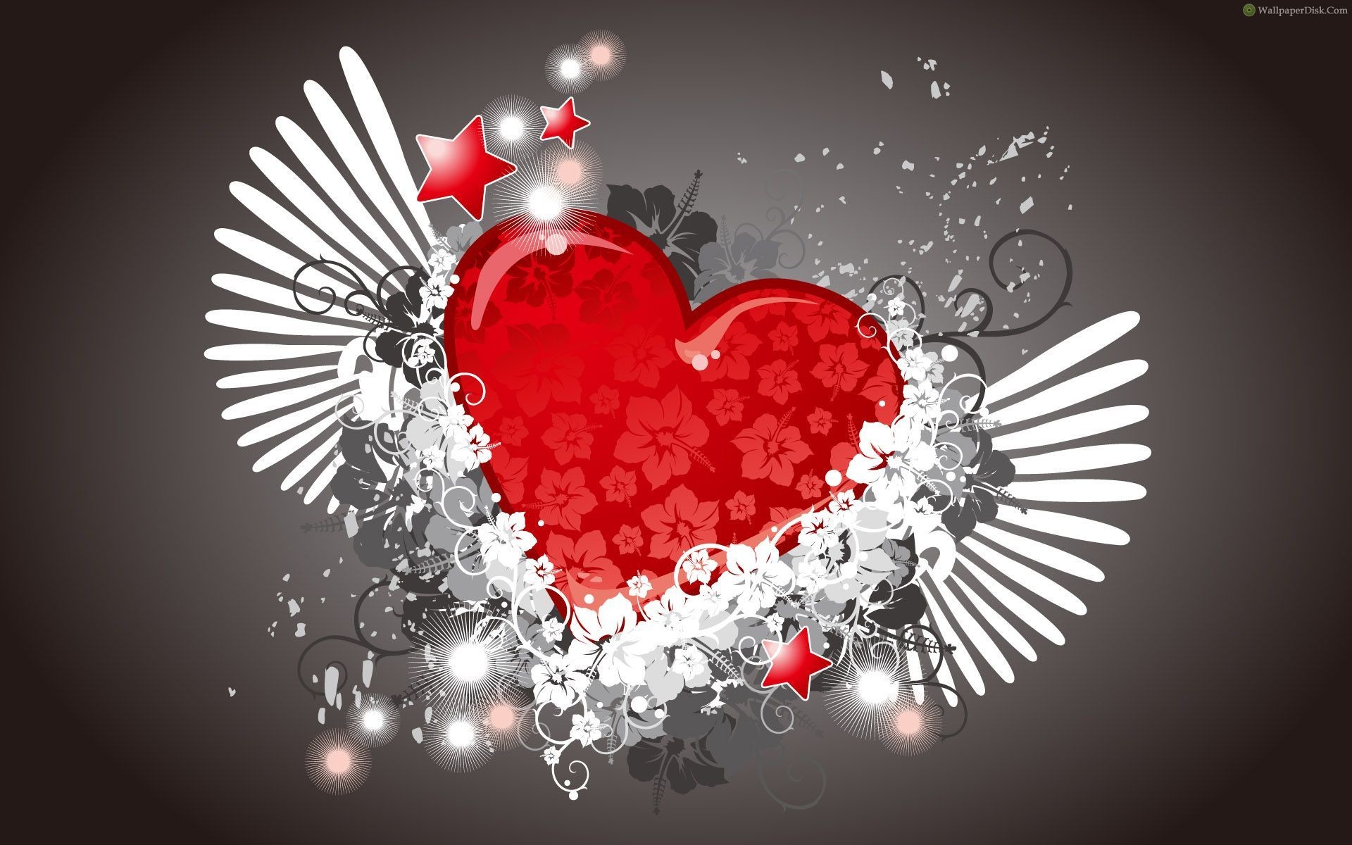 Cool Hearts With Wings Wallpaper Love