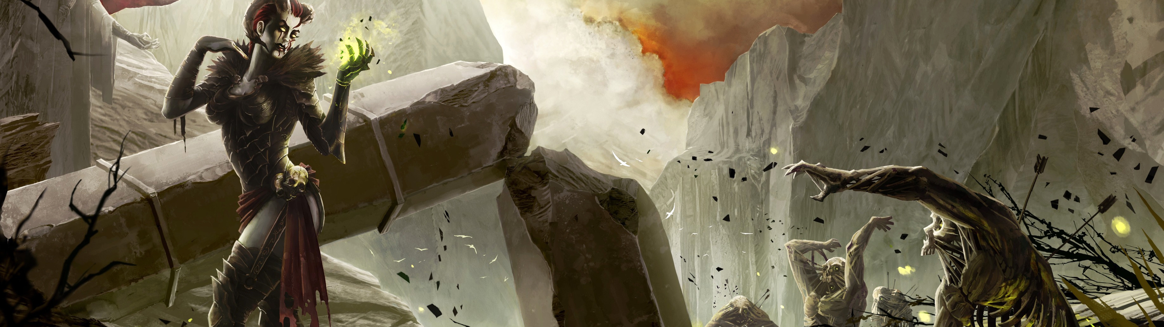 multiple display, Dual monitors, Fantasy art, Arrows, Sorcerer Wallpaper HD / Desktop and Mobile Background