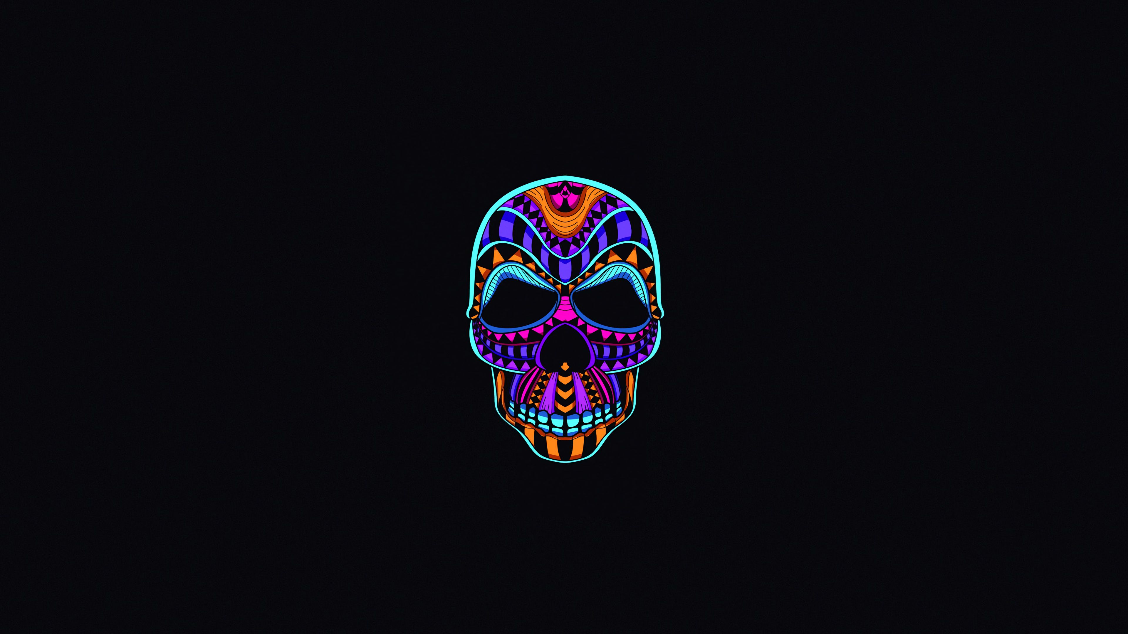 Neon Color Minimalist Skull Wallpaper, HD Minimalist 4K (2022)