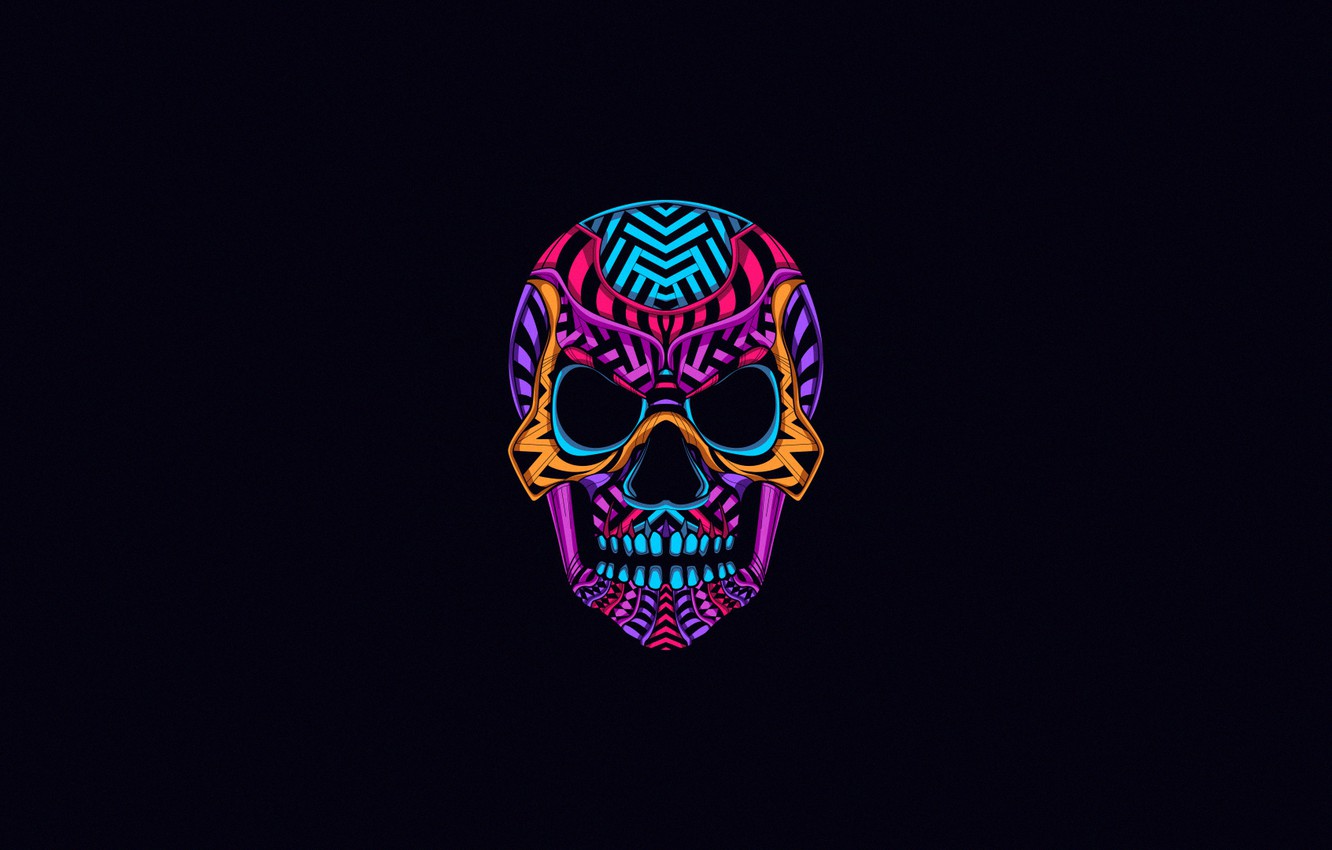 Wallpaper Color, Minimalism, Skull, Neon, Style, Background, Art, Art, Style, Background, Minimalism image for desktop, section минимализм