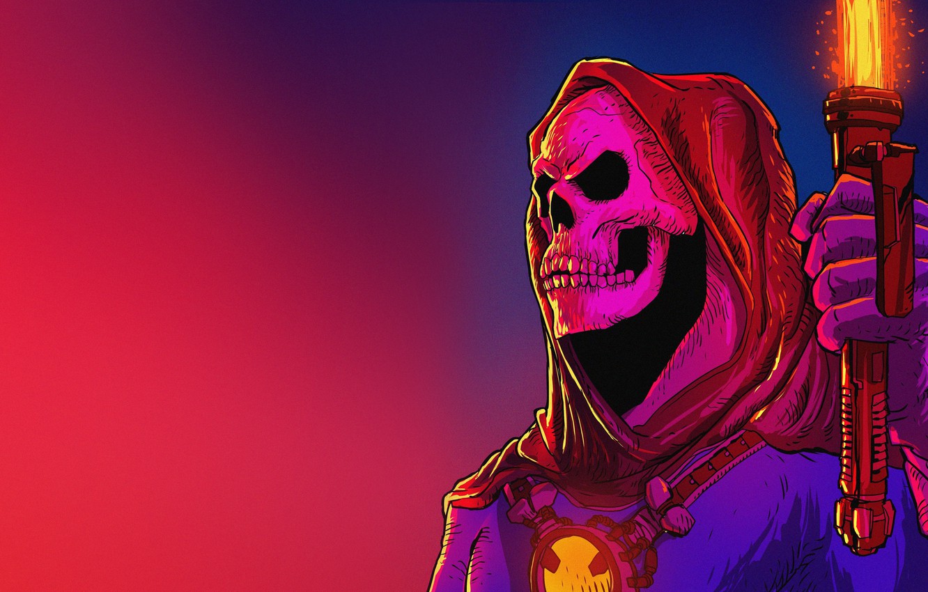 Wallpaper Minimalism, Music, Skull, Style, Background, 80s, Style, Fiction, Neon, Skeleton, Illustration, Minimalism, Characters, Sci Fi, Masters Of The Universe, Skeletor Image For Desktop, Section минимализм
