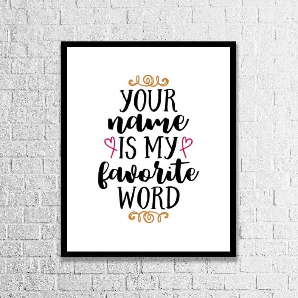 DKISEE Wall Art Your Name is My Favorite Word Wood Framed Sign Home Decor Wood Sign Wall Decor Poster Print: Home & Kitchen