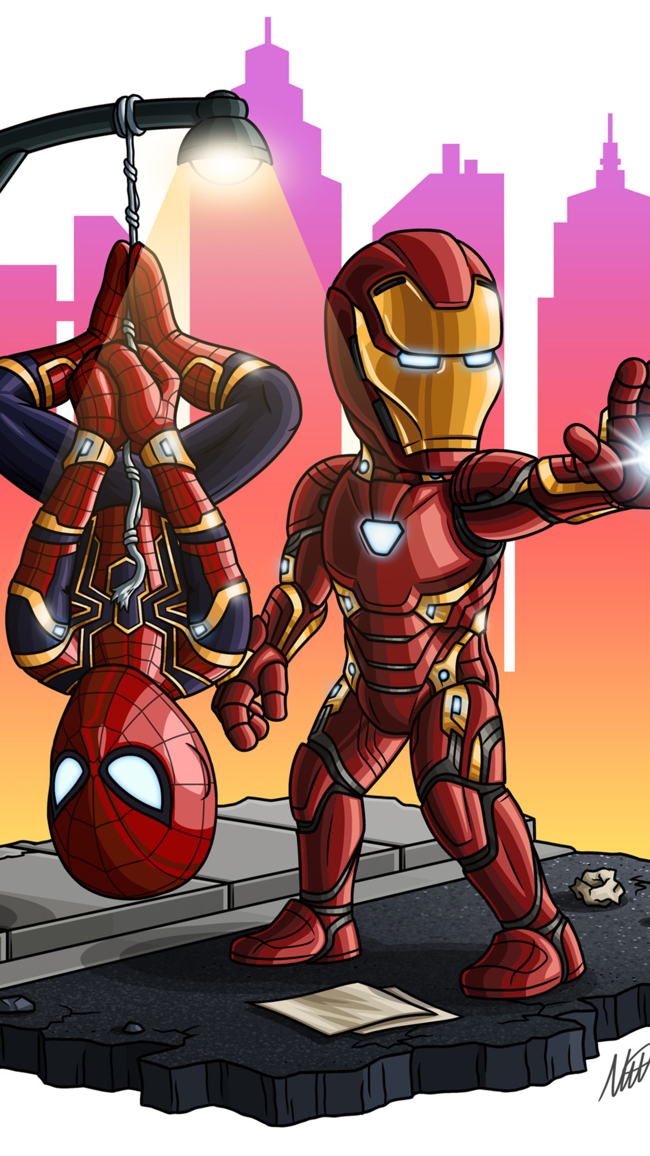 Iron Man And Spiderman Chibi Sony Xperia X, XZ, Z5 Premium HD 4k Wallpaper, Image, Background, Photo and Picture