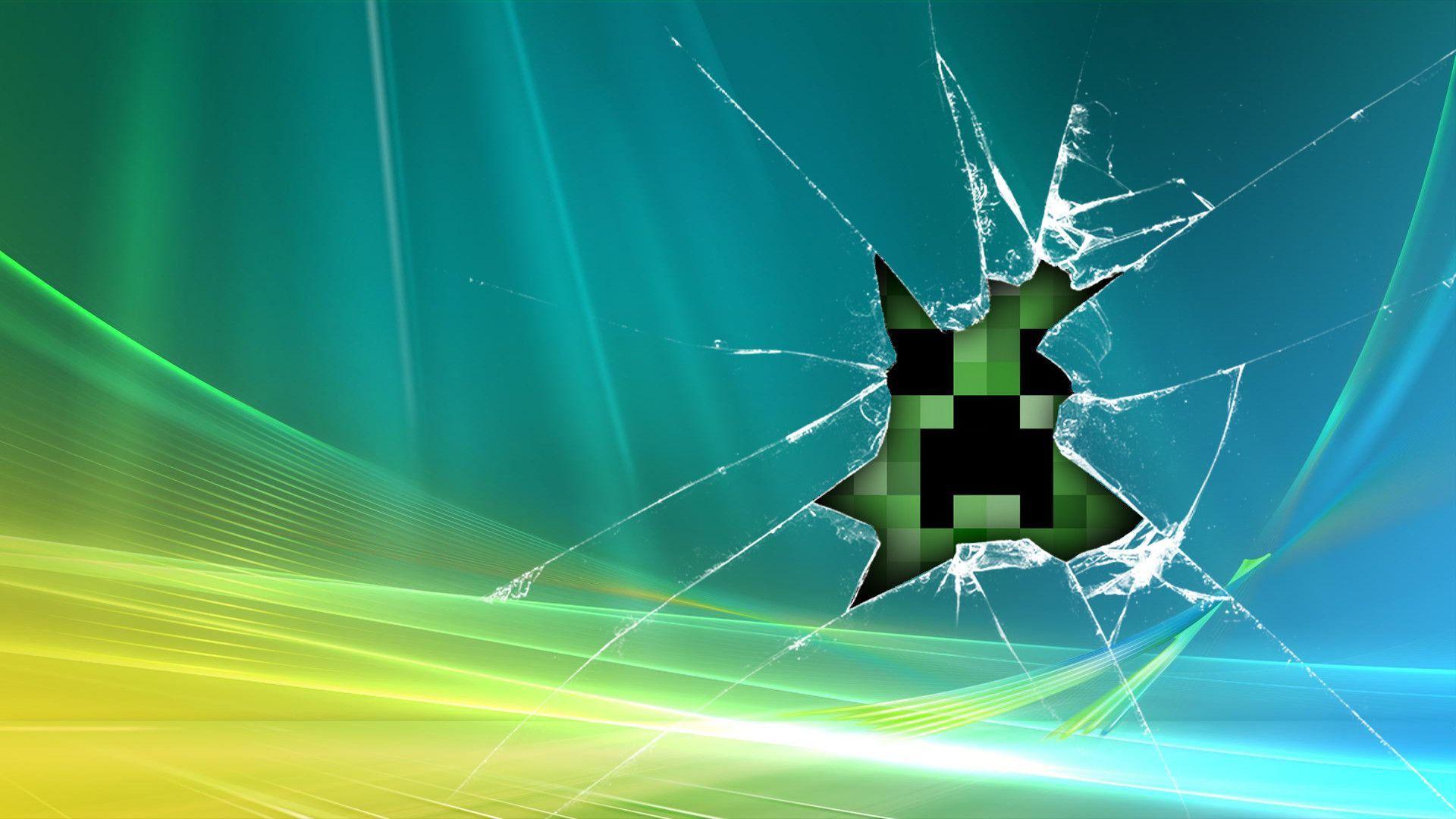 Minecraft in broken glass Wallpaper Full HD