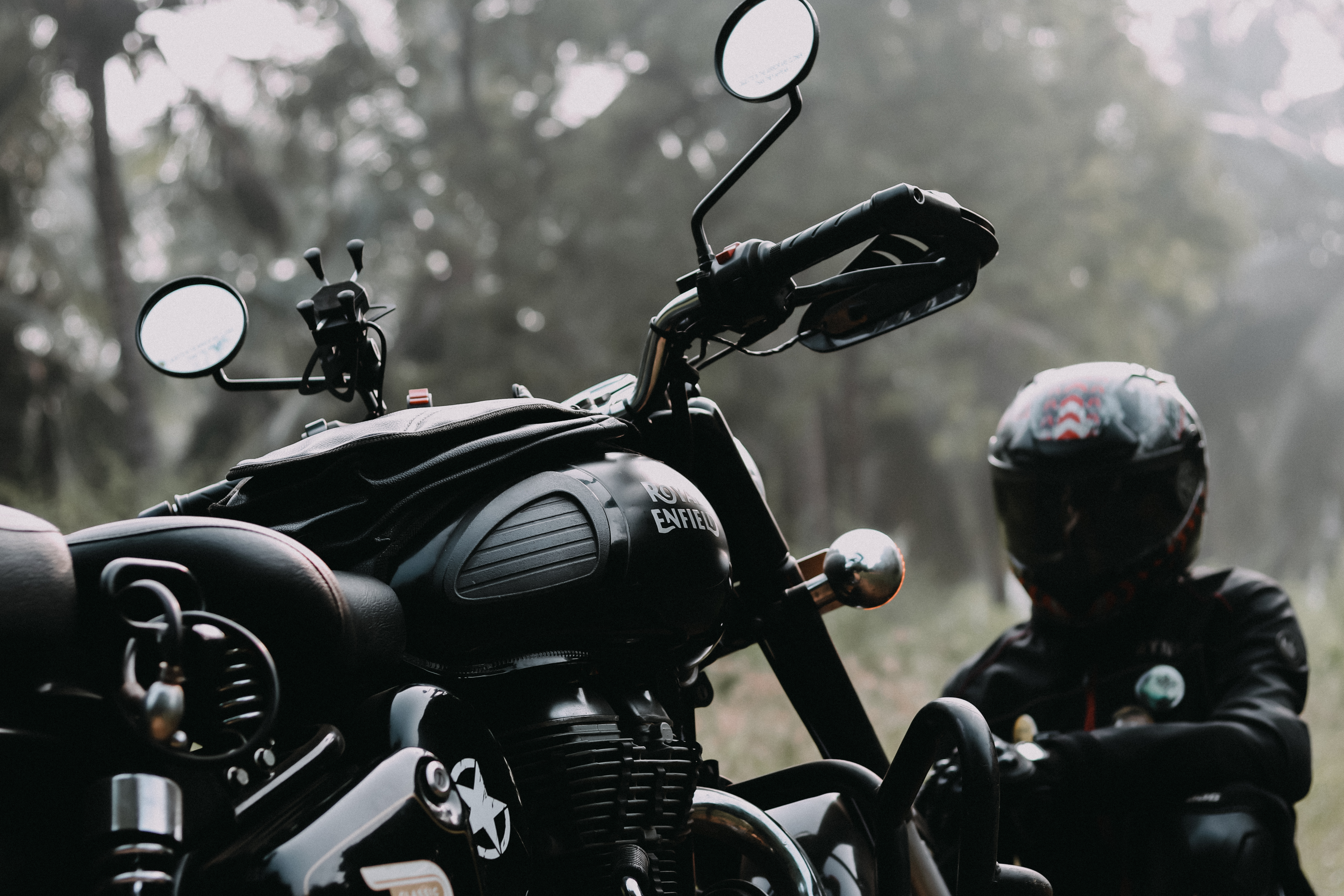 Man in Black Helmet Looking at the Motorcycle · Free
