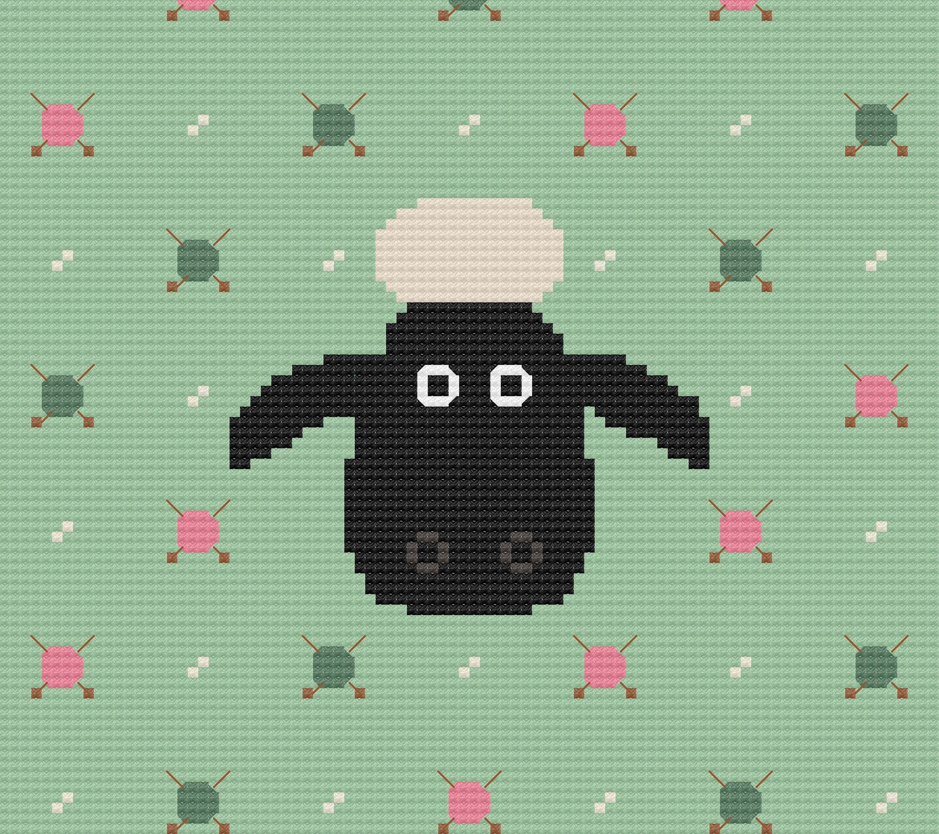 Wallace & Gromit Shaun Wallpaper Cross Stitch Pattern PDF