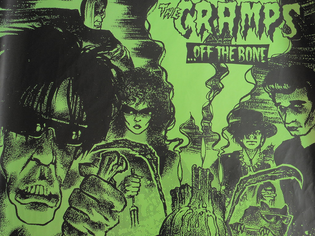 CRAMPS OFF THE BONE POSTER. Big old 3' x 2' lurid green a