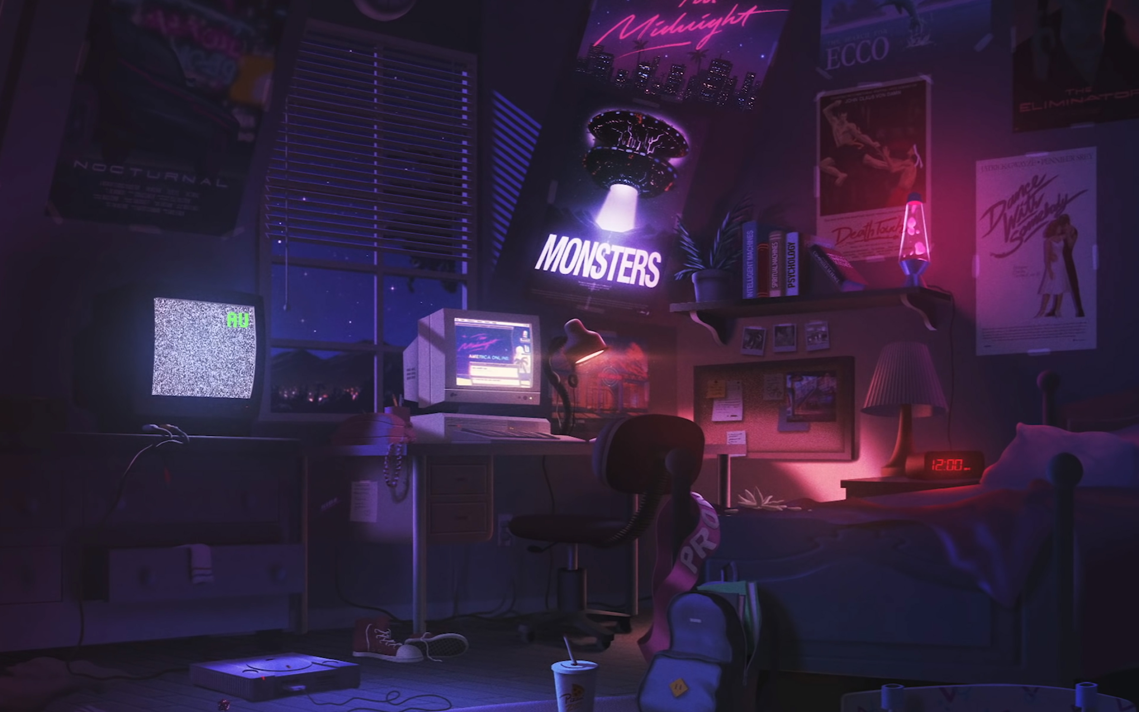 Art Room Anime Monsters Space Night Wallpaper