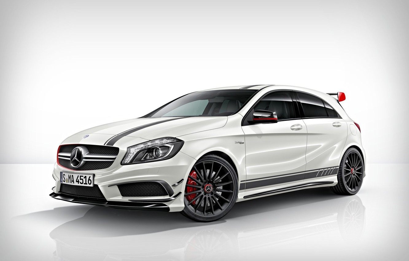 Wallpaper White, Tuning, Mercedes Benz, Mercedes, Drives, Front, AMG, A45, Aggressive Image For Desktop, Section Mercedes