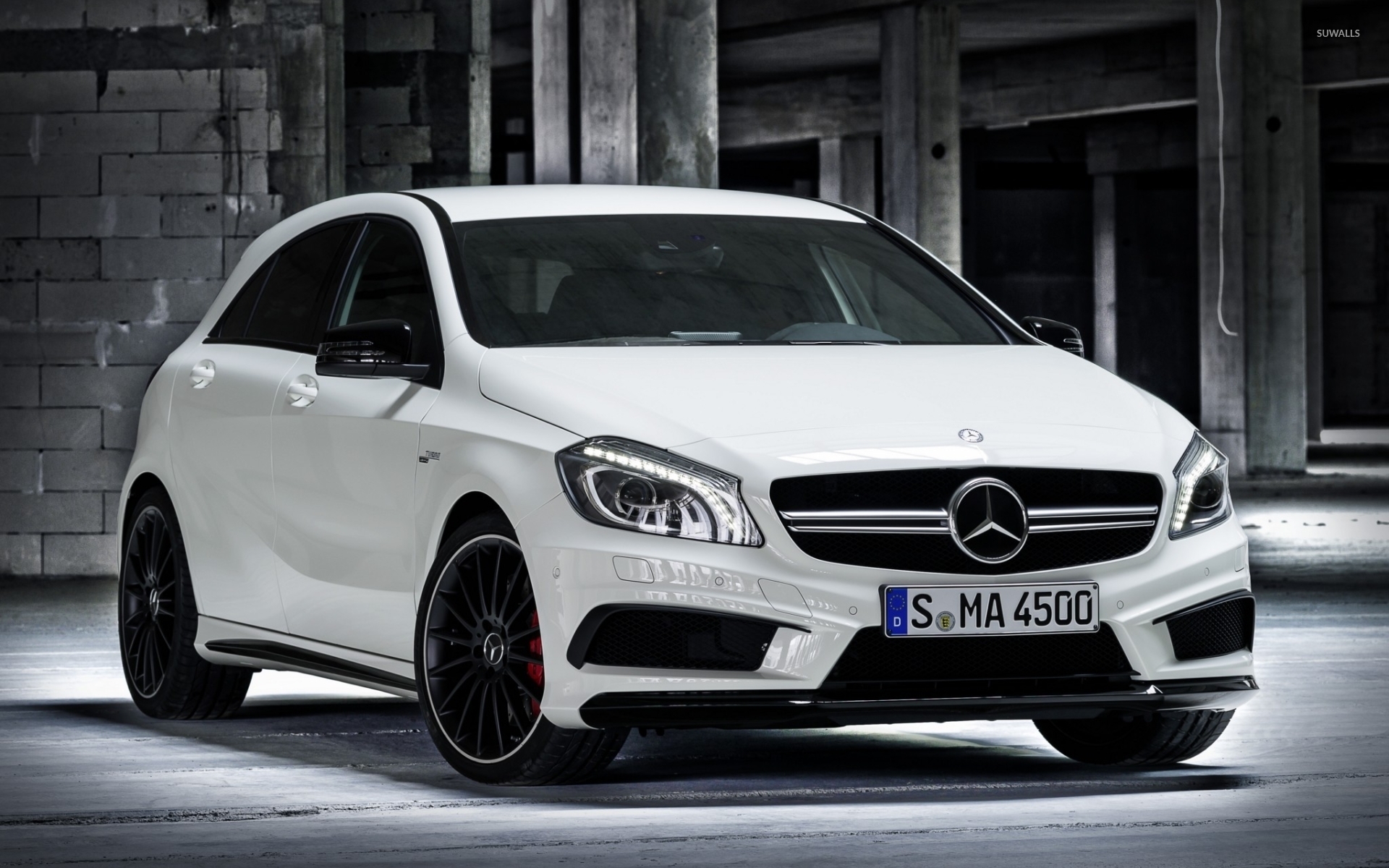 White Mercedes Benz A45 AMG Wallpaper Wallpaper