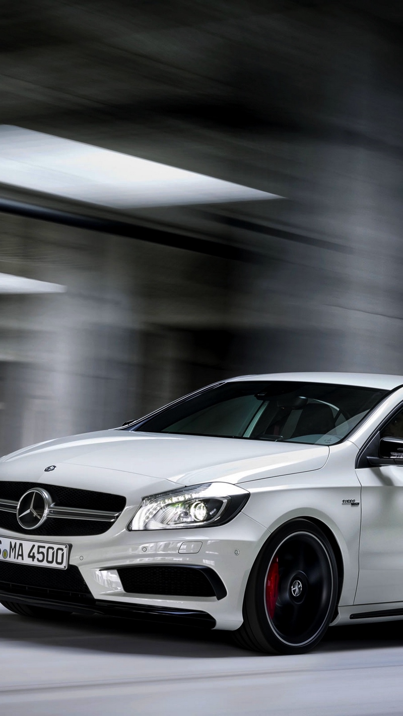Wallpaper Mercedes Benz, A45, Amg, White, Side View A45 Amg Wallpaper IPhone