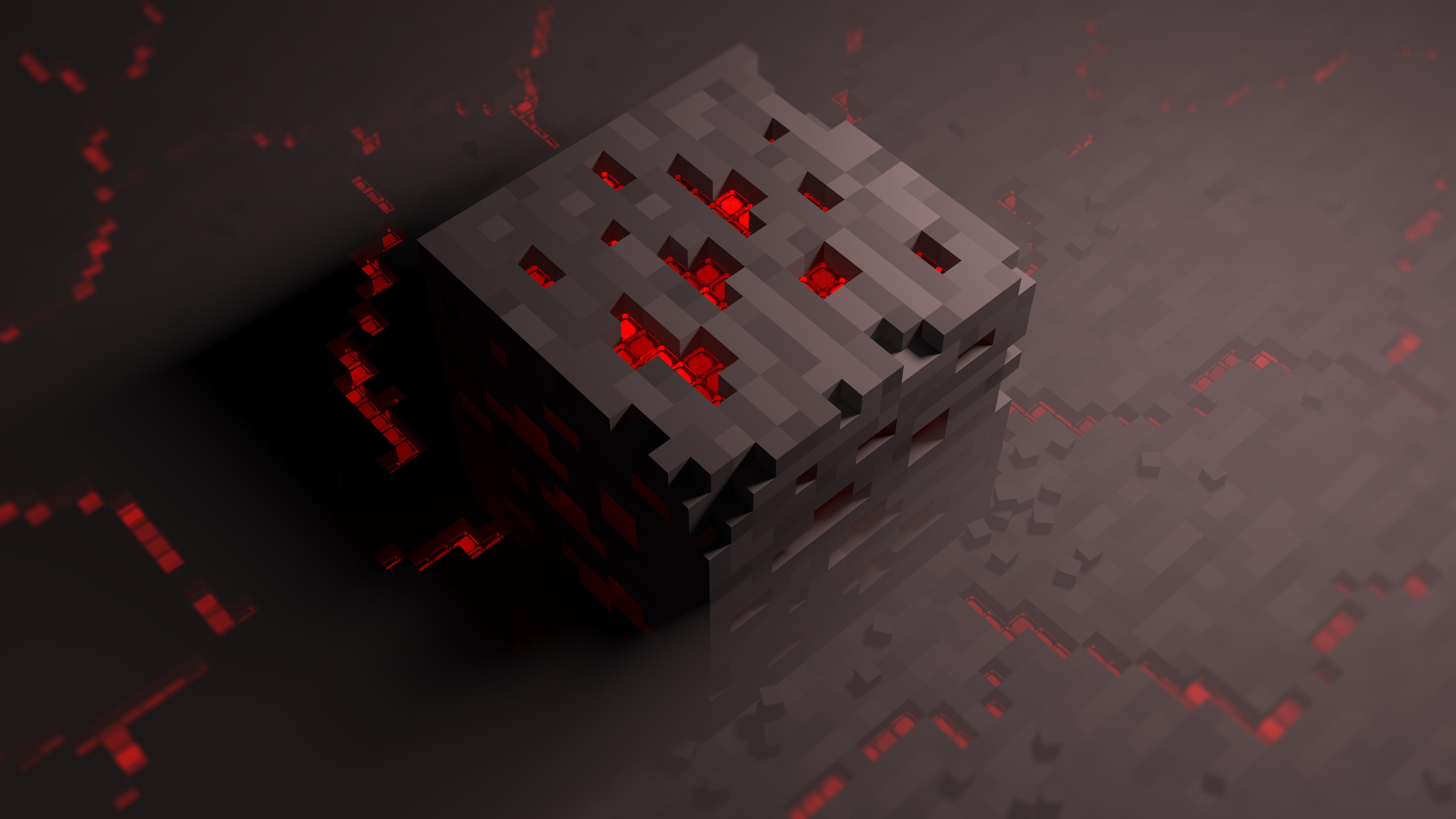 Download Wallpaper minecraft red stone ray tracing 5k 4k, 5120x2880