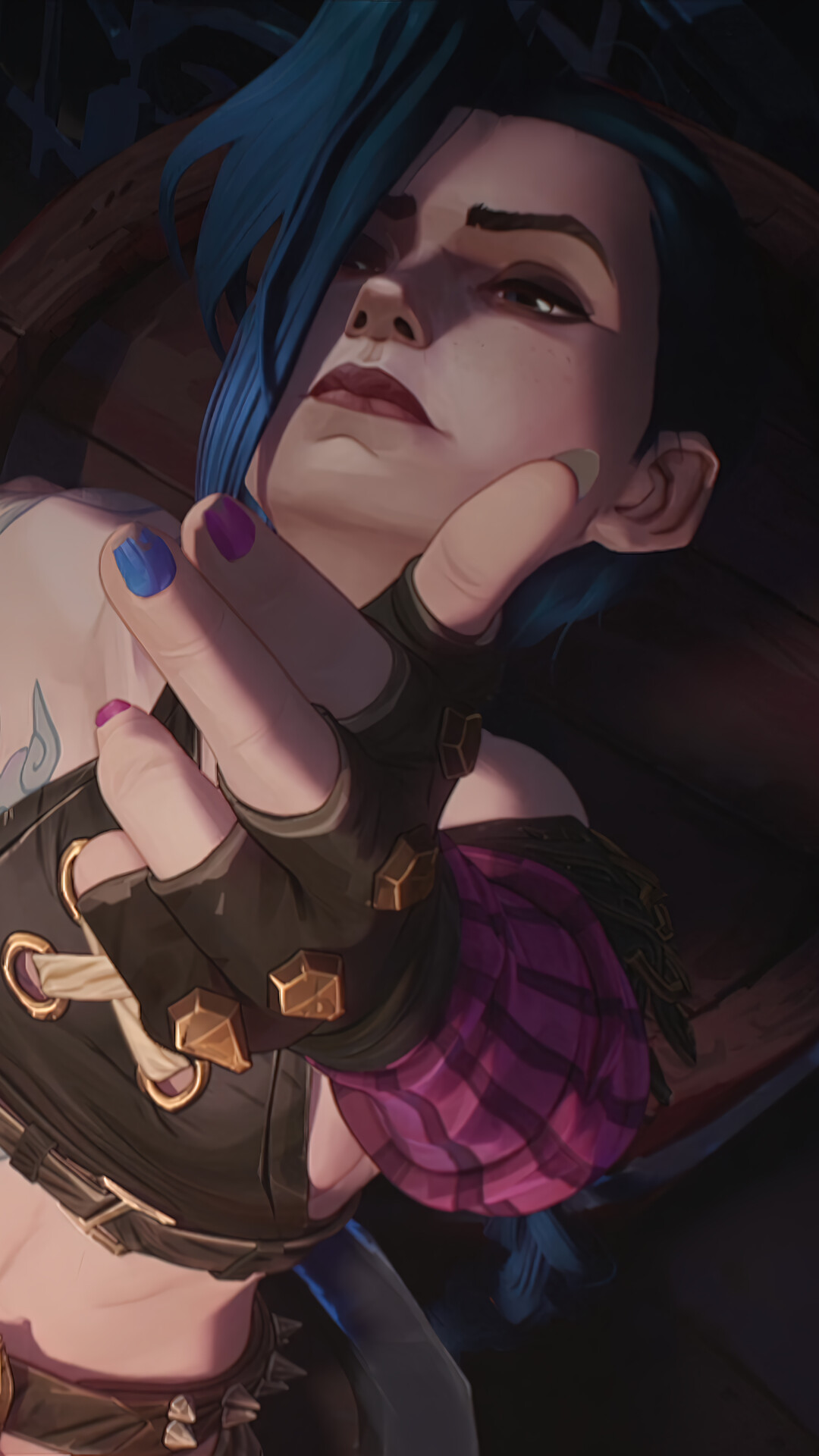 Arcane Jinx Finger Gun Phone iPhone 4K Wallpaper free Download