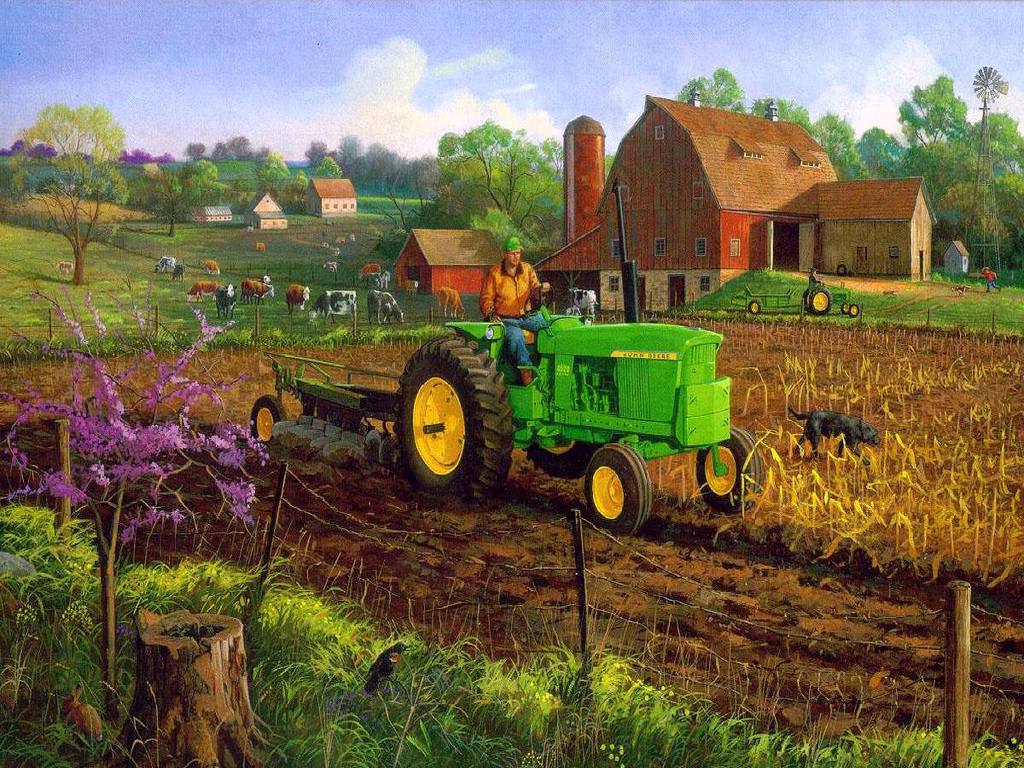 Old Farm Scene Wallpaper