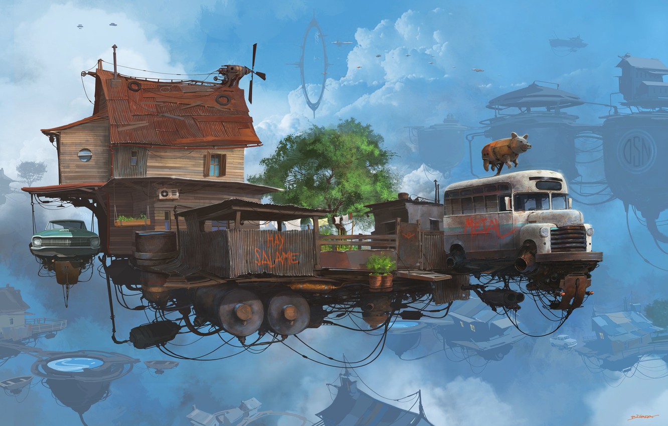 Wallpaper pig, platform, small farm, Serie Universo Chatarra, Little farm image for desktop, section рендеринг