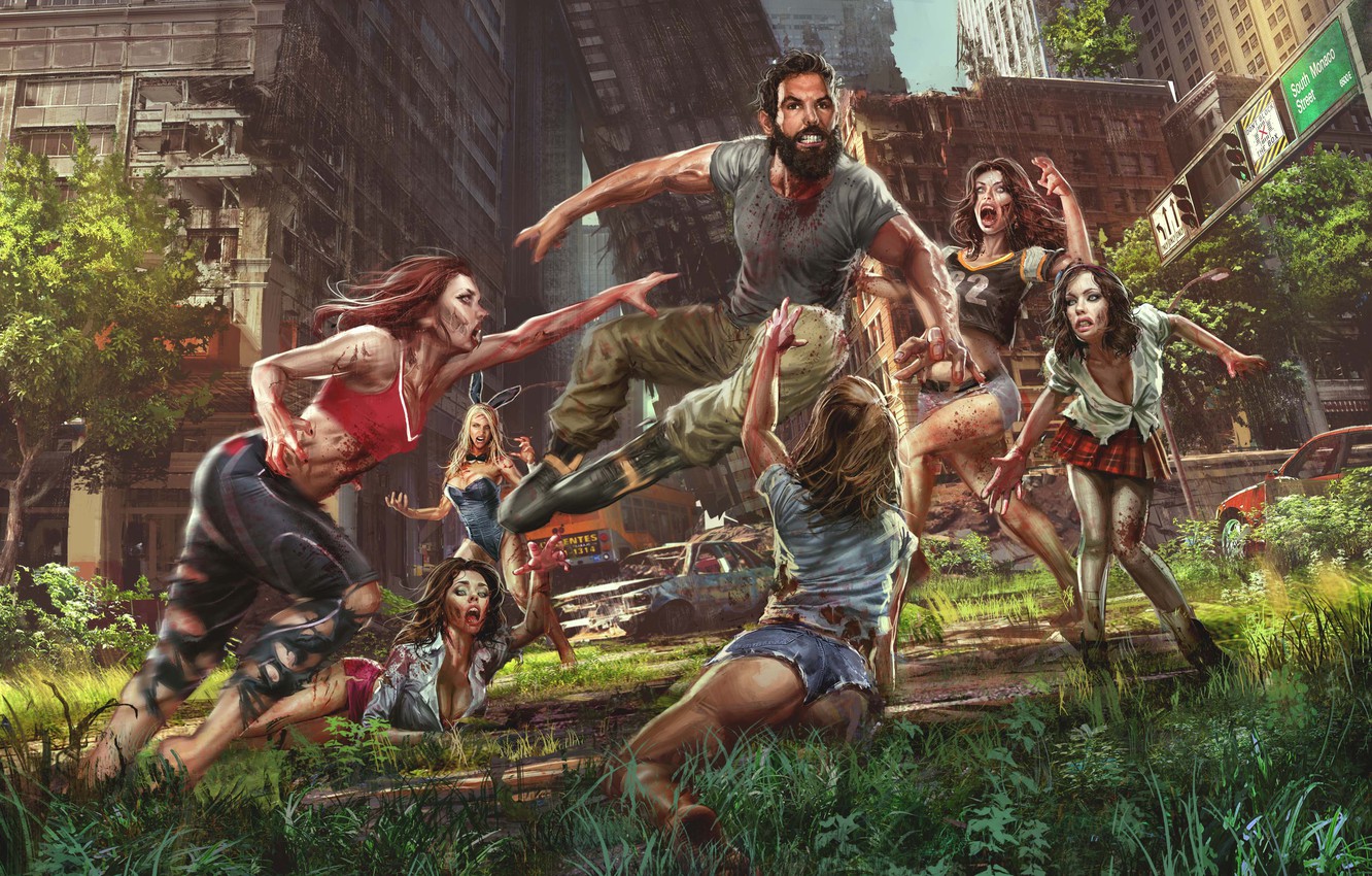 Wallpaper the city, girls, man, zombies, attack, Jude Smith, girls zombie, Save Dan image for desktop, section фантастика