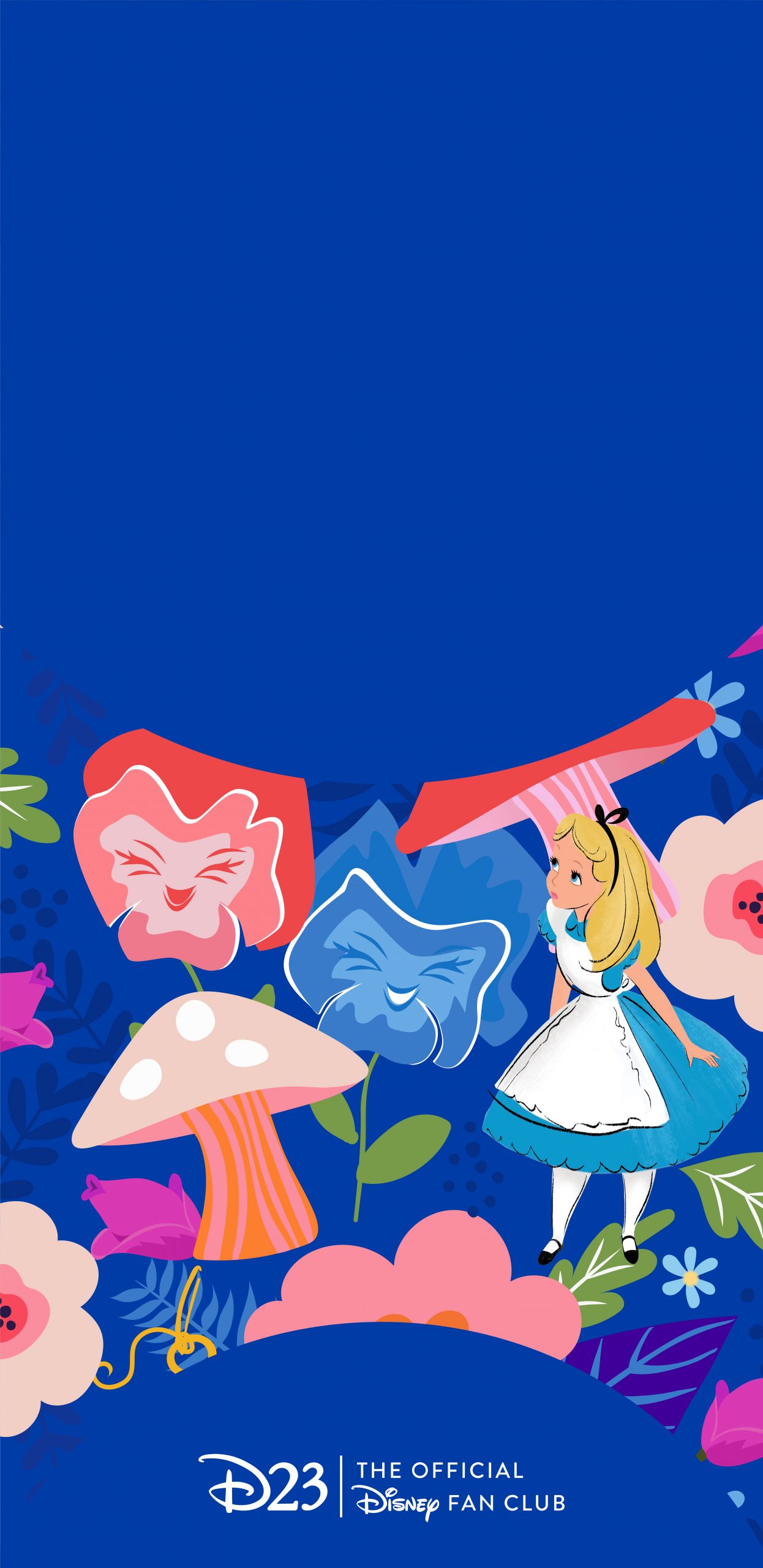 Alice in Wonderland Wallpaper in Flowers w Mushrooms