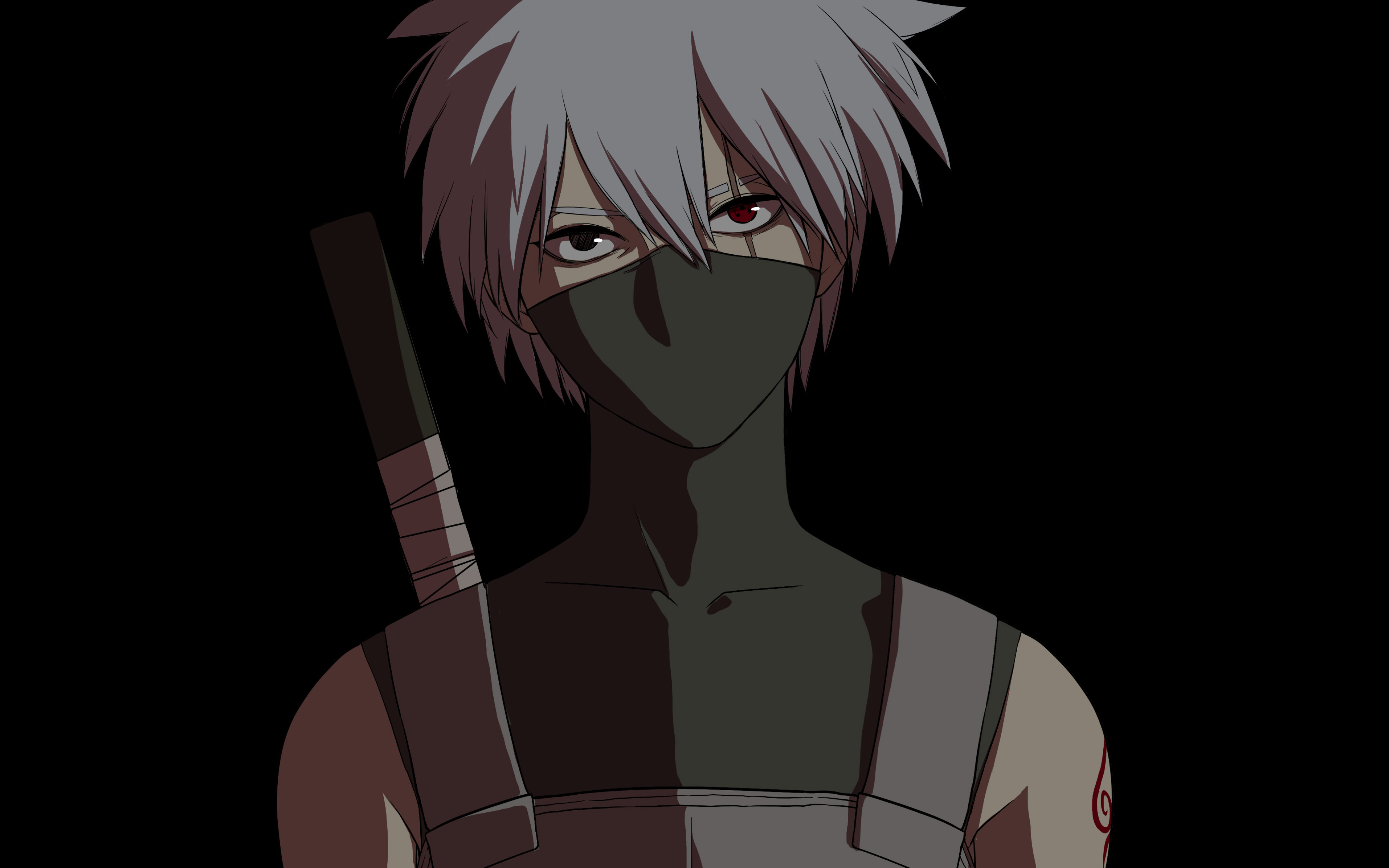 Download wallpaper Kakashi Hatake, 4k, Naruto characters, minimalism, Sharingan, Hatake Kakashi, manga, samurai, Naruto for desktop with resolution 3840x2400. High Quality HD picture wallpaper